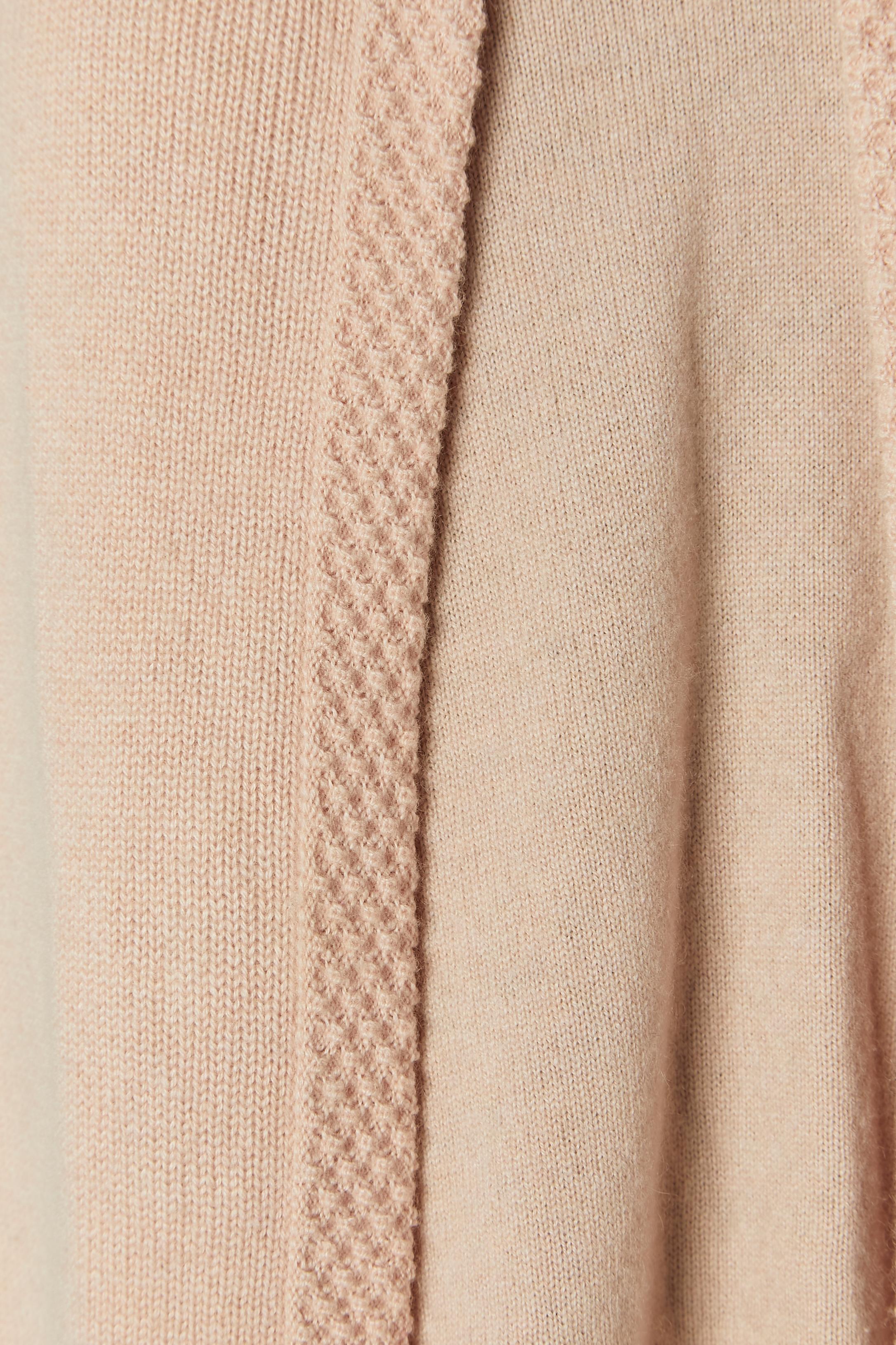 Beige Pale pink cashmere with knit and rhinestone flower Twin-set CHANEL For Sale