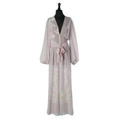 Pale pink chiffon Robe with Iris appliqué Circa 1920