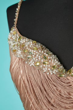 Pale pink cocktail dress made of threads and fringes Romeo Gigli Plus