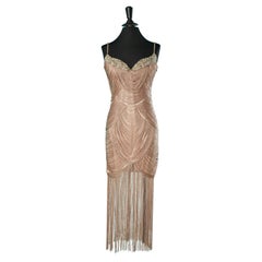 Pale pink cocktail dress made of threads and fringes Romeo Gigli Plus 
