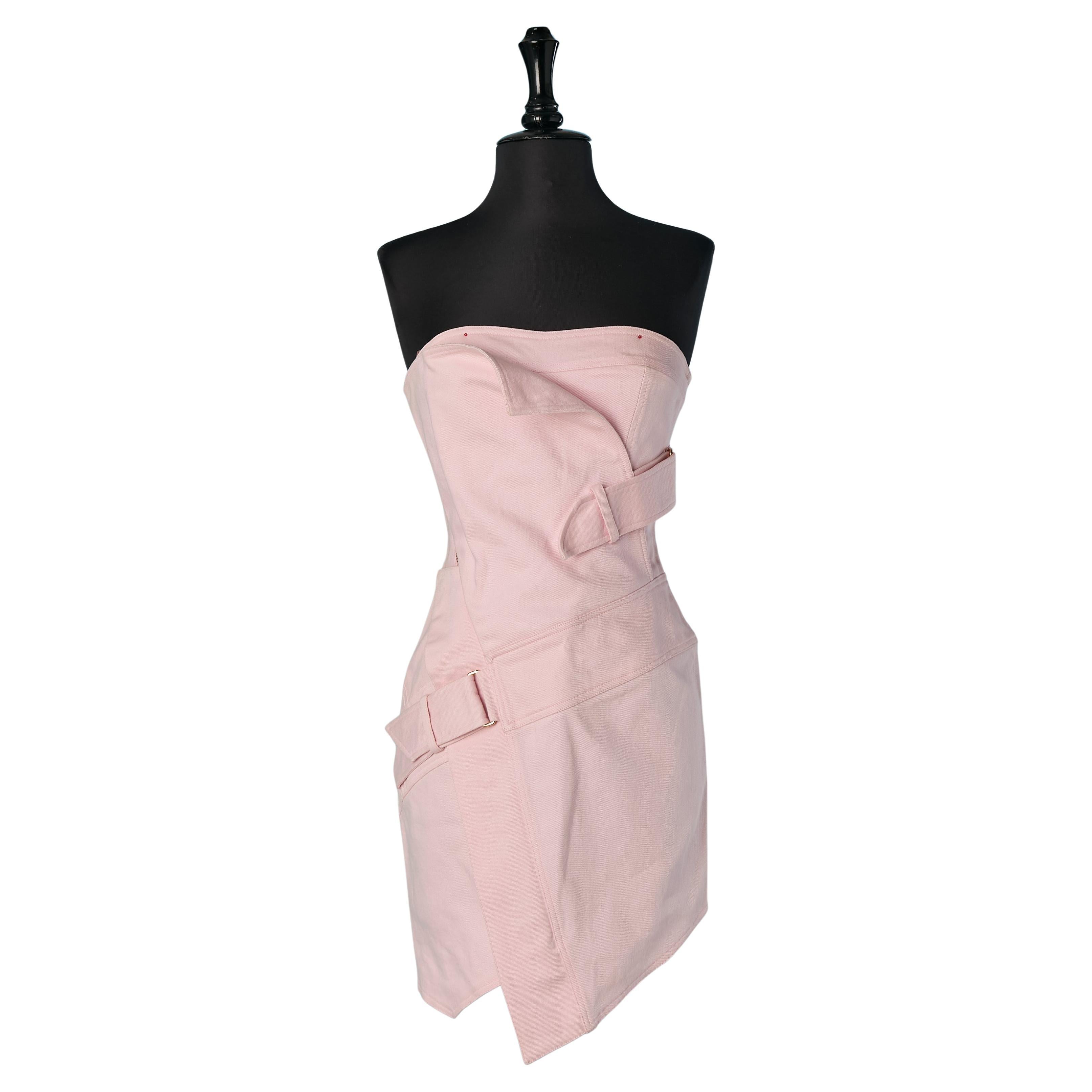 Pale pink cotton bustier dress ALEXANDRE VAUTHIER