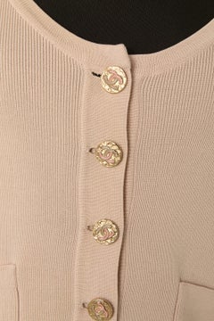 Cardigan in cotone rosa pallido a maniche corte Chanel Boutique