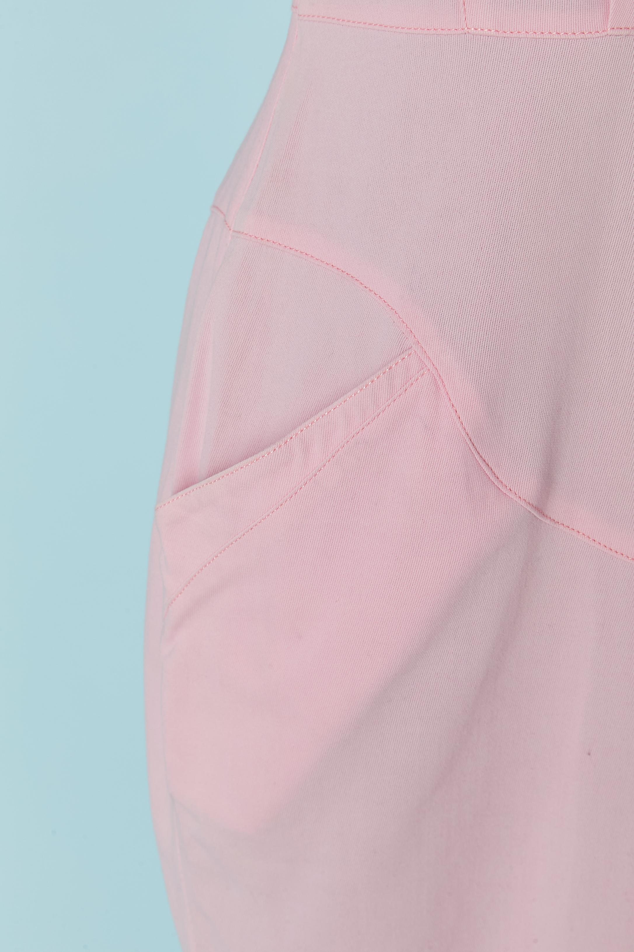 Robe en coton rose pâle THIERRY MUGLER ACTIV Excellent état - En vente à Saint-Ouen-Sur-Seine, FR