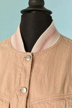 Pale pink cotton jacket with striped ribs GAULTIER JEANS
