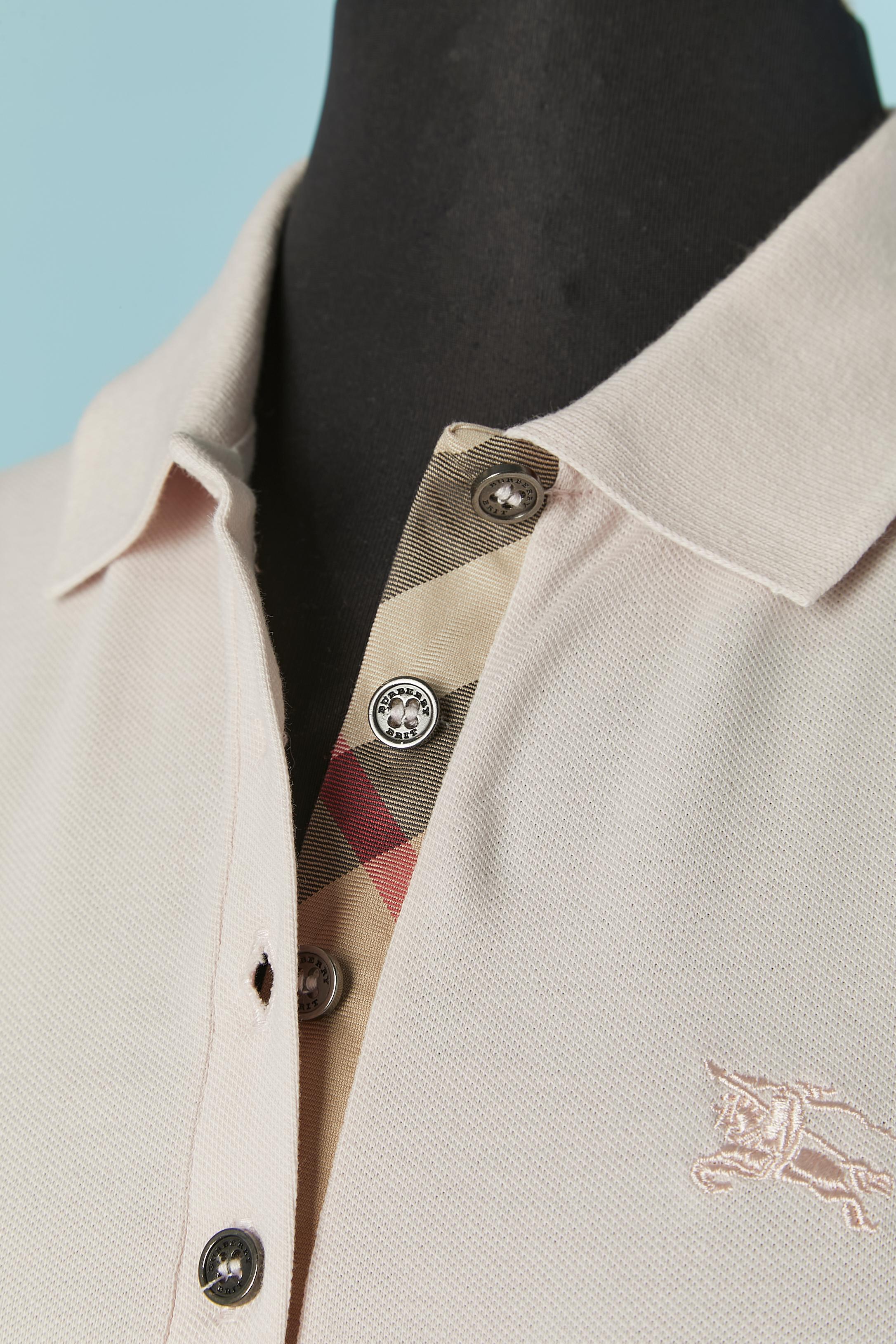 Grigio Polo in cotone rosa pallido Burberry Brit New with tag in vendita