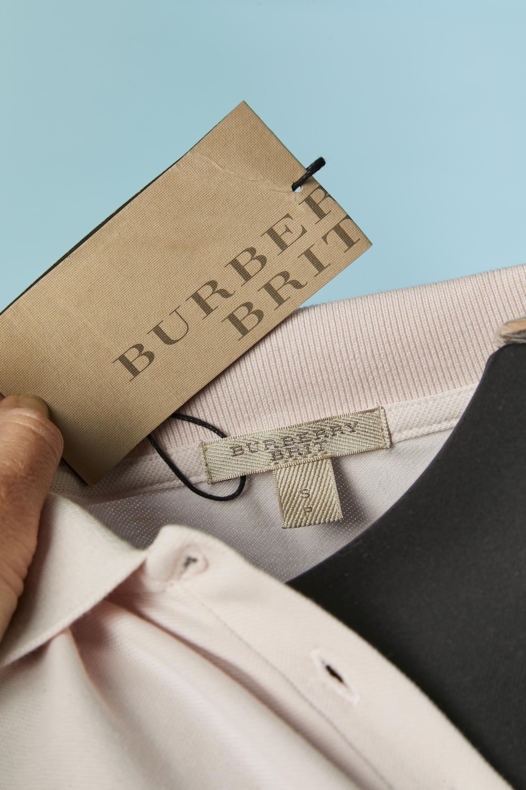 Polo in cotone rosa pallido Burberry Brit New with tag in vendita 1