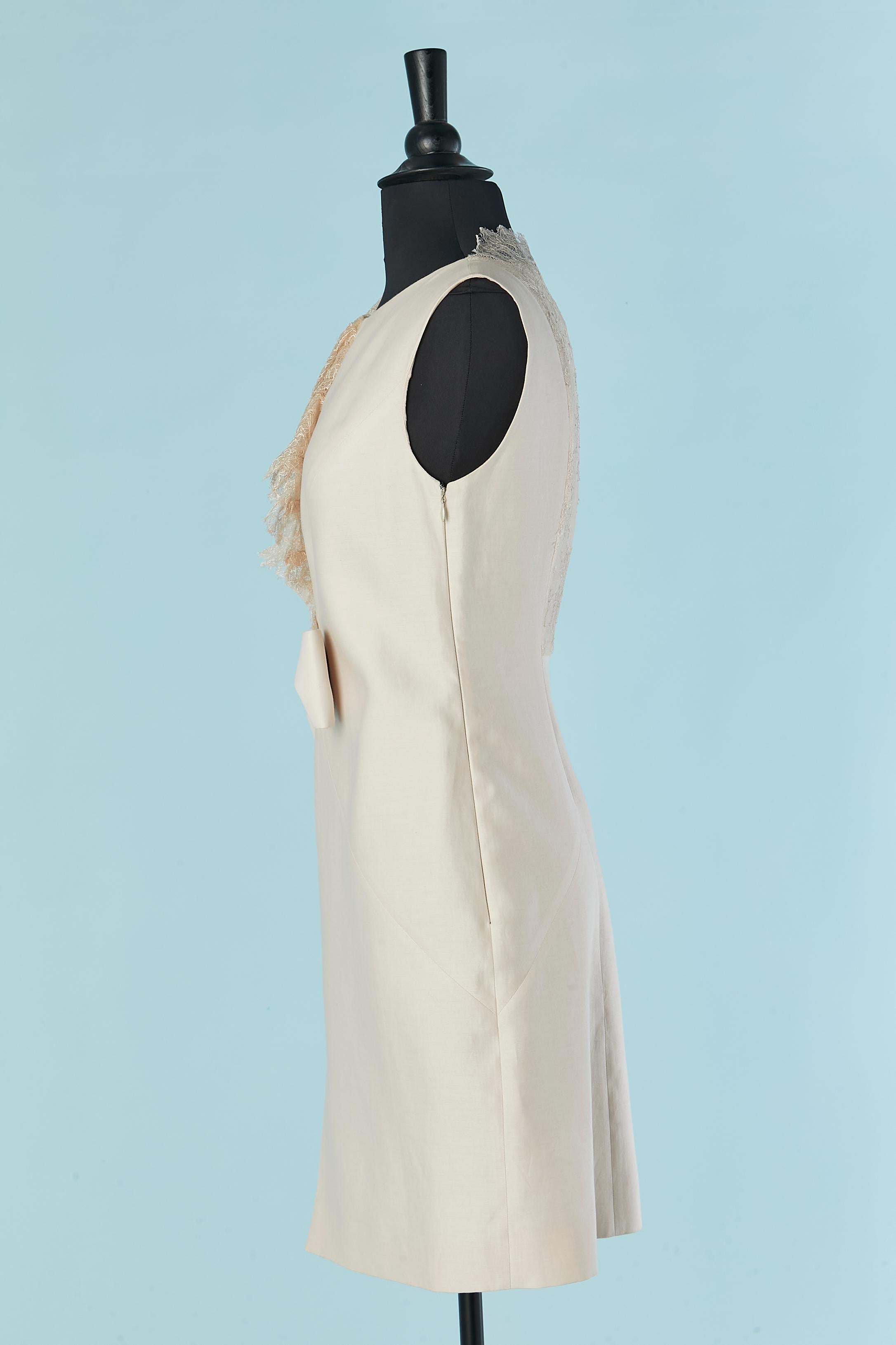 Cocktailkleid aus Baumwolle, Seide und Spitze in Blassrosa mit Schleife VALENTINO ROMA Damen im Angebot