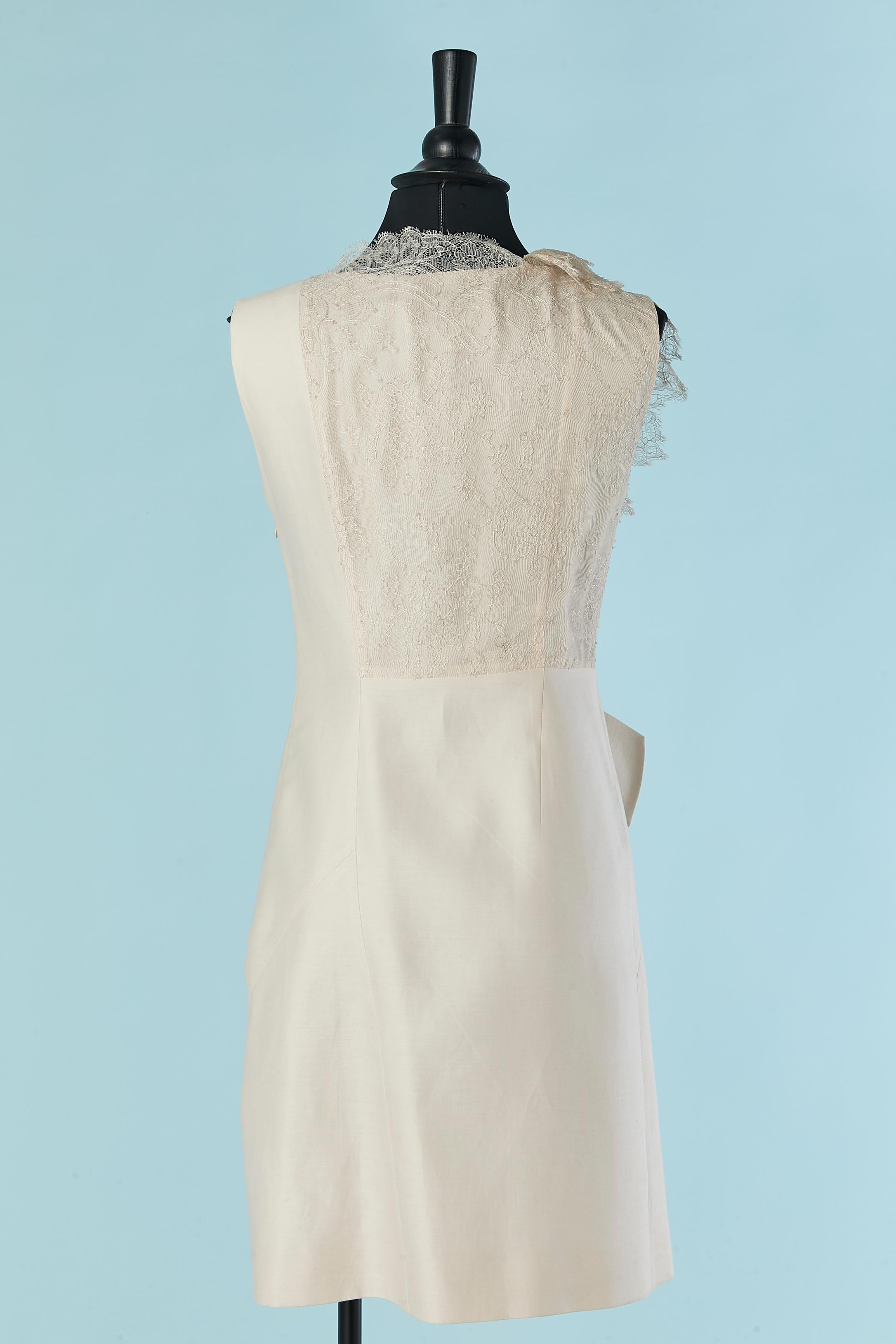 Cocktailkleid aus Baumwolle, Seide und Spitze in Blassrosa mit Schleife VALENTINO ROMA im Angebot 1