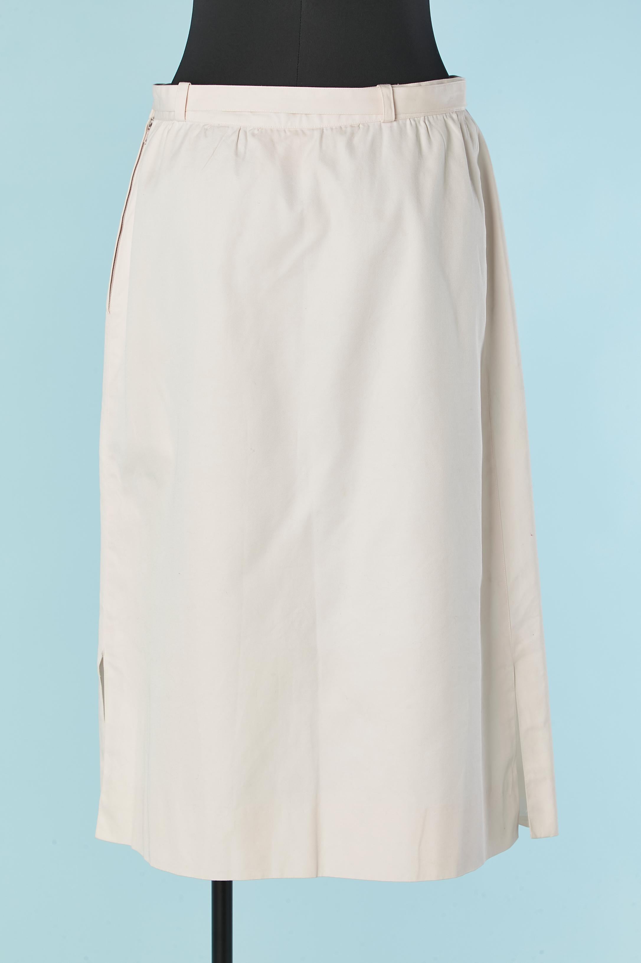 Pale pink cotton skirt COURREGES Circa 1960's In Excellent Condition For Sale In Saint-Ouen-Sur-Seine, FR