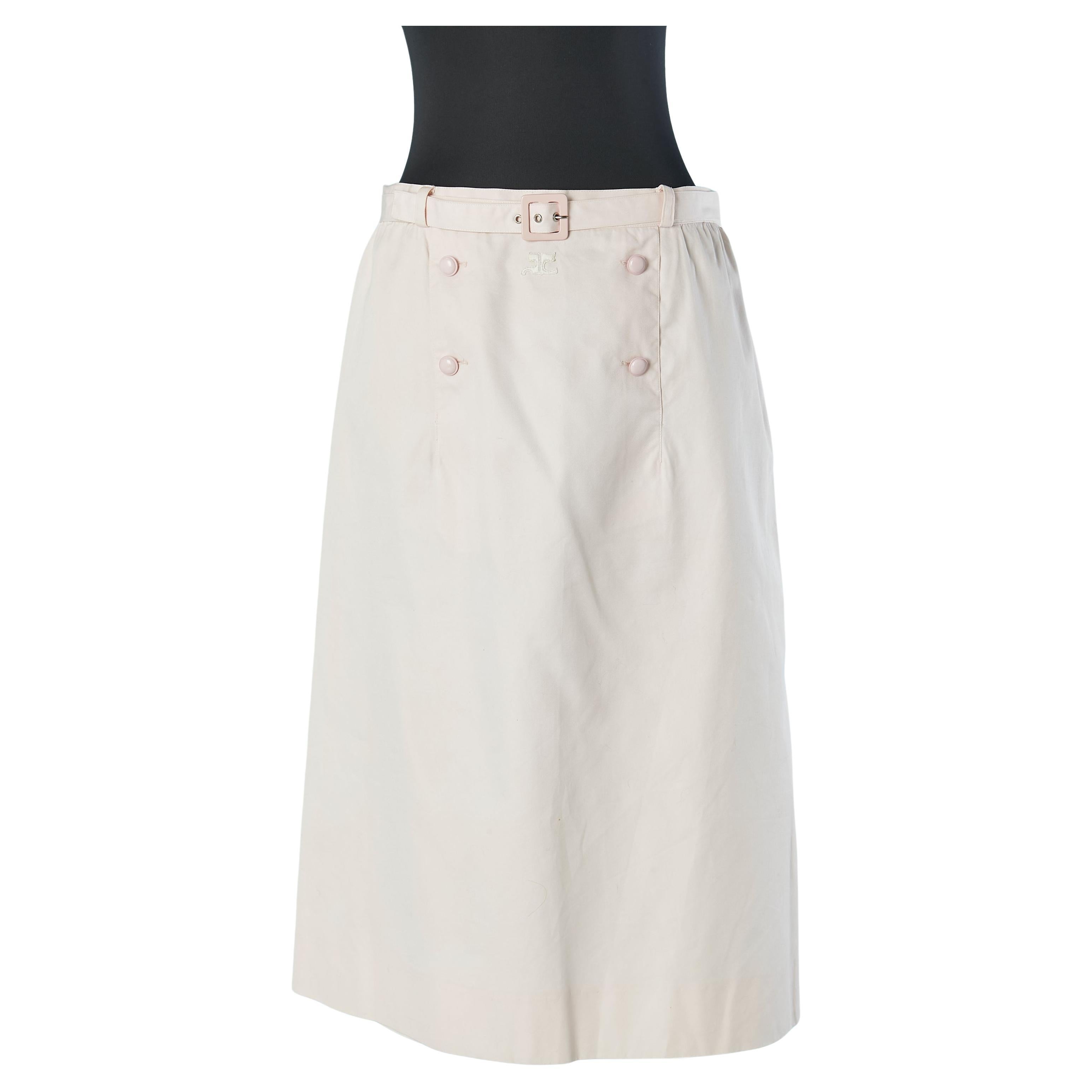 Pale pink cotton skirt COURREGES Circa 1960's For Sale