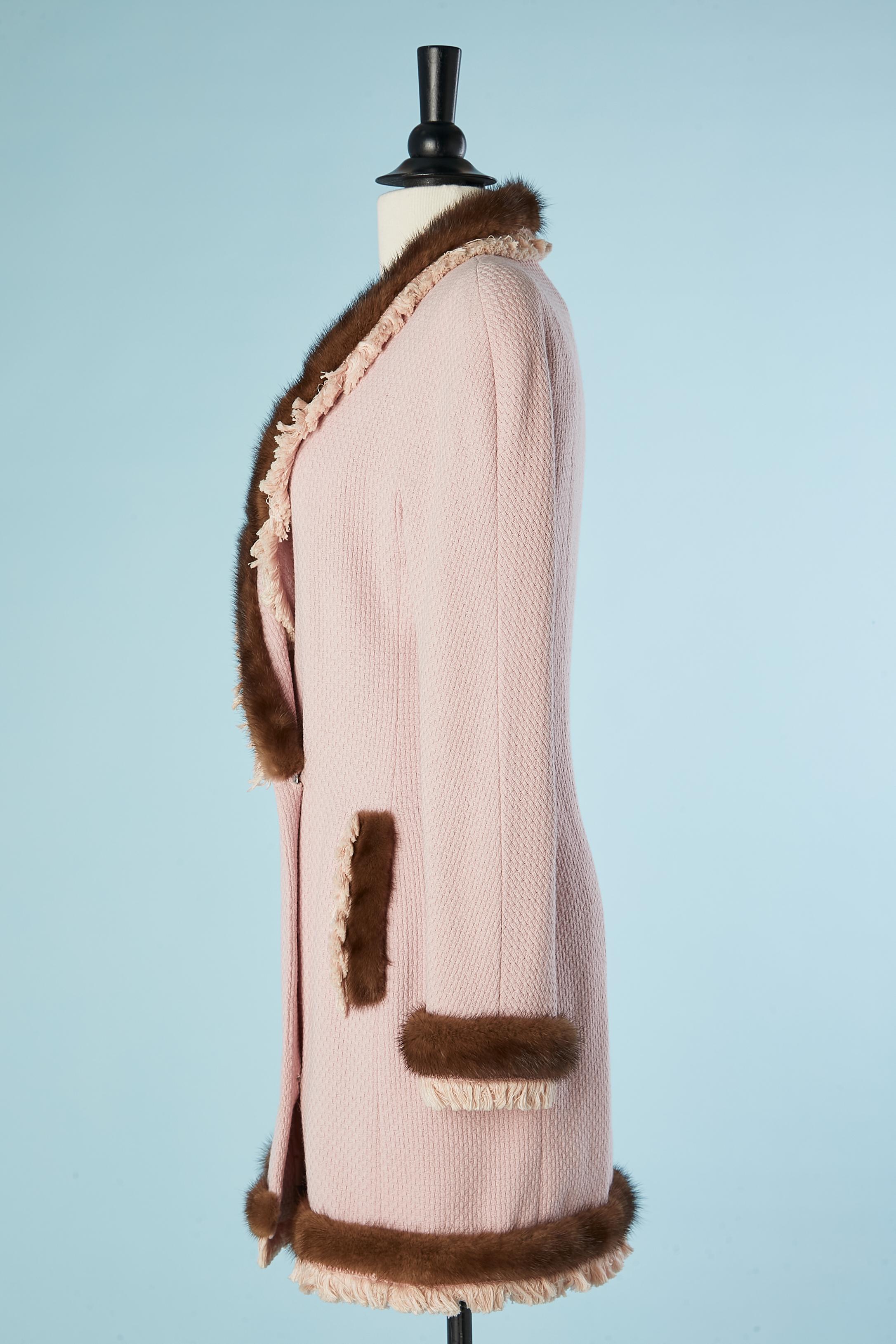 Zweireihige Jacke aus Baumwoll-Tweed mit Nerzkante von C.Dior Boutique  Damen im Angebot