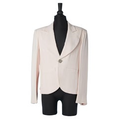 Vintage Pale pink crêpe blaser with silver metallic button Sonia Rykiel 