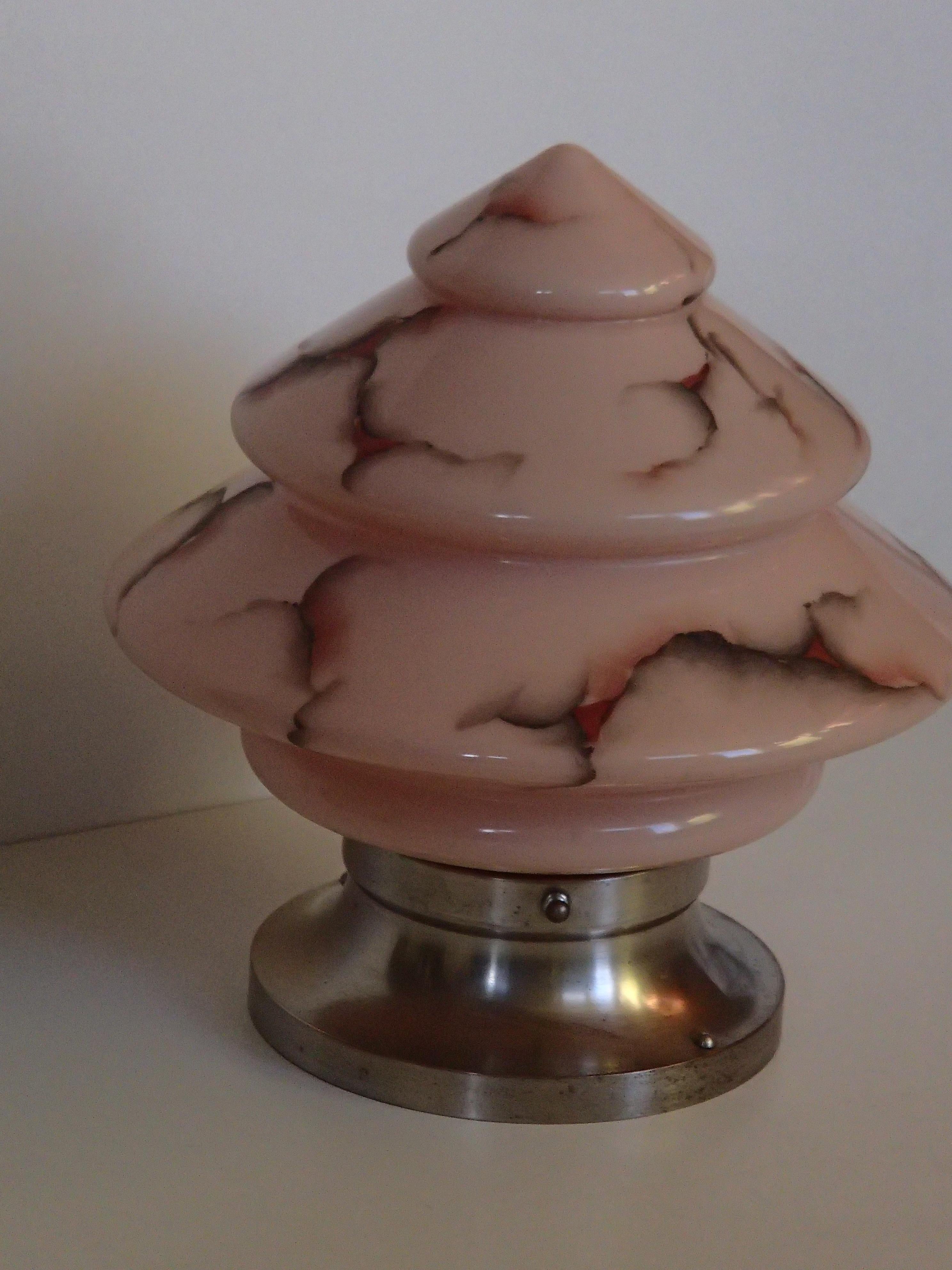 Pale Pink Cubistic Art Deco Sealing or Table Lamp For Sale 1