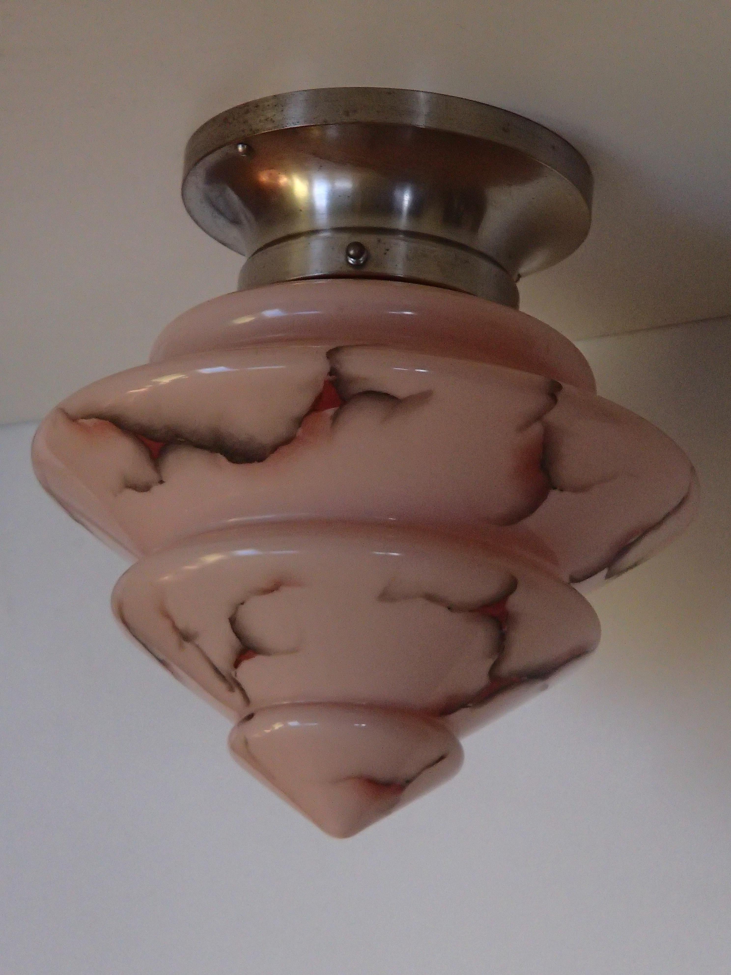 Pale Pink Cubistic Art Deco Sealing or Table Lamp For Sale 2