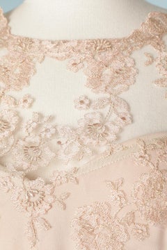 Pale pink evening dress in lace with gold lurex and tulle Lorena Sarbu New