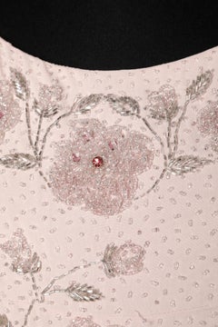 Pale pink evening dress with beadwork zip and rhinestone Margarets
