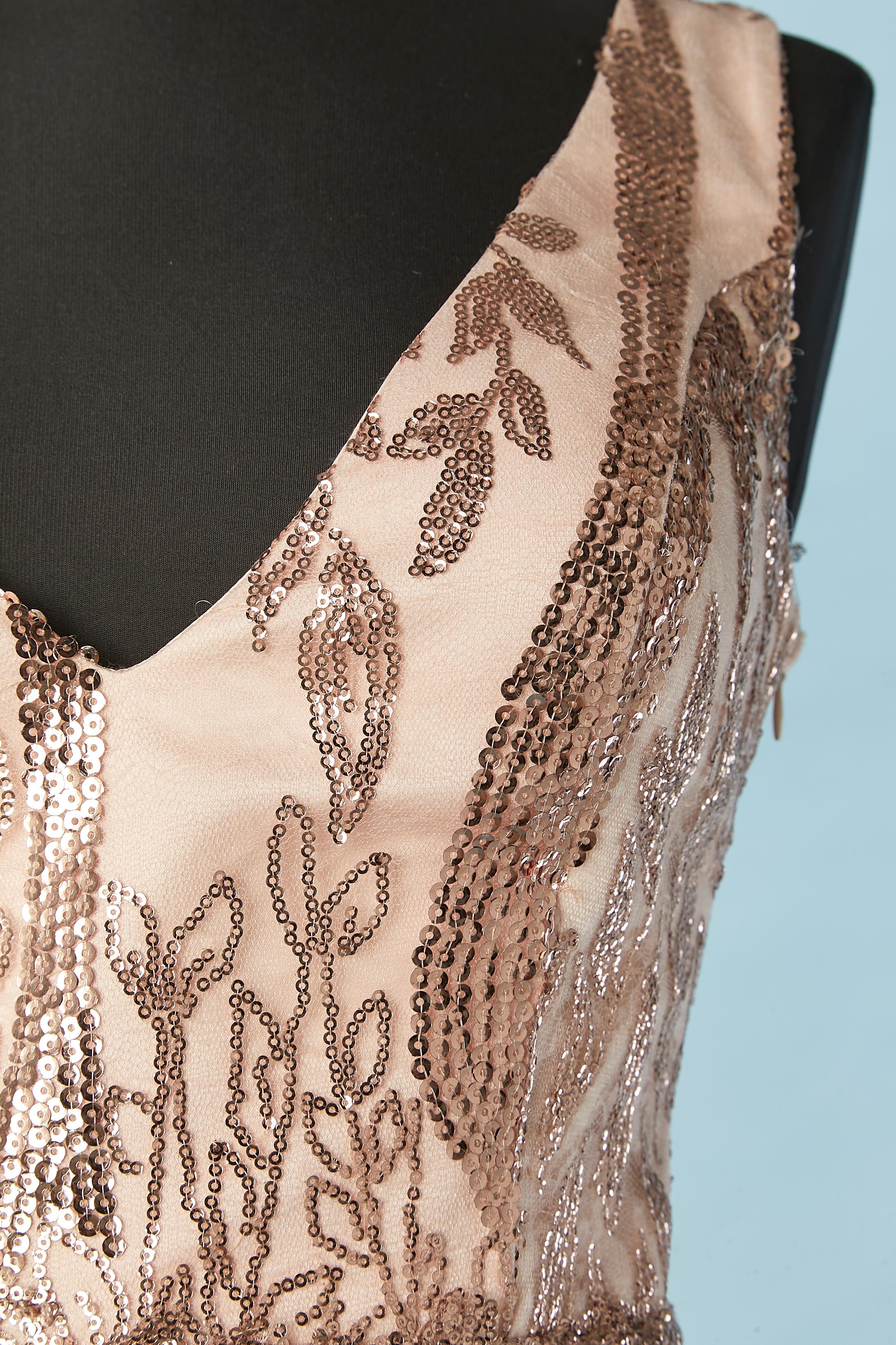 Marron Robe de soirée rose pâle à paillettes roses Gai Mattiolo The Red Carpet en vente