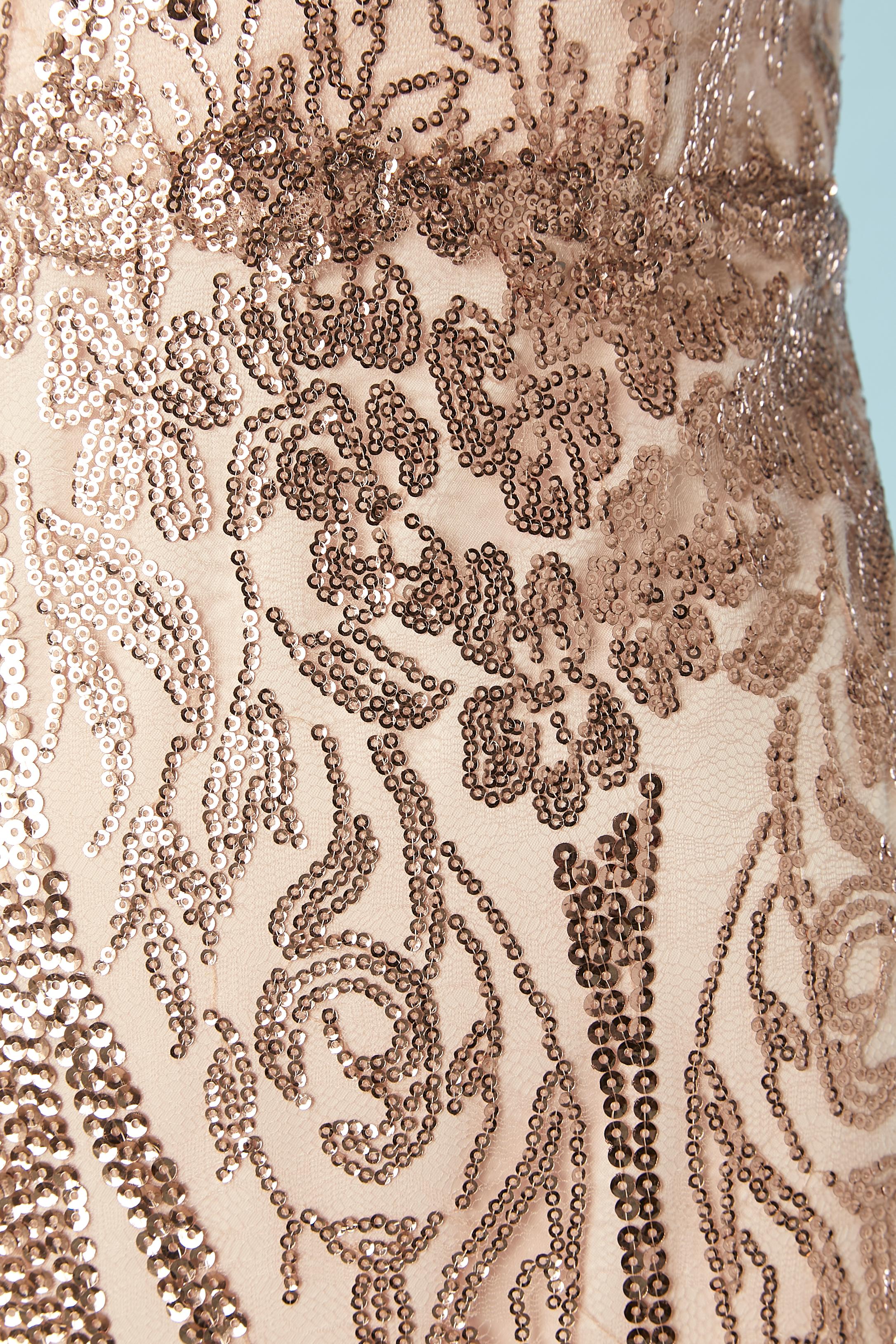 Robe de soirée rose pâle à paillettes roses Gai Mattiolo The Red Carpet Excellent état - En vente à Saint-Ouen-Sur-Seine, FR