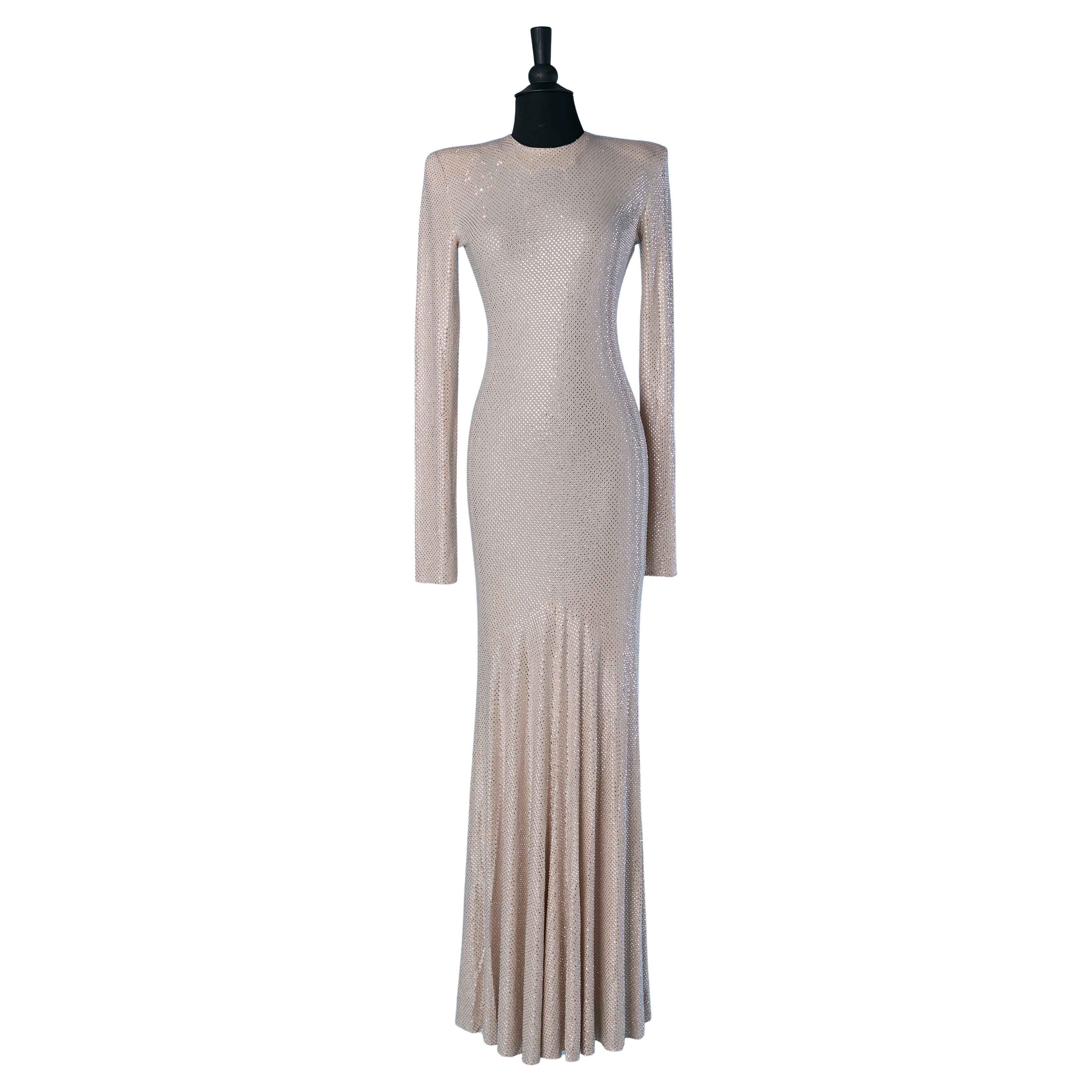 Pale pink evening jersey dress with rhinestone ALEXANDRE VAUTHIER