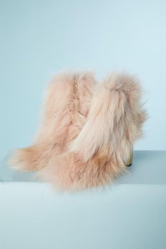 Pale pink furs low-boots with mat gold heel Strategia NEW