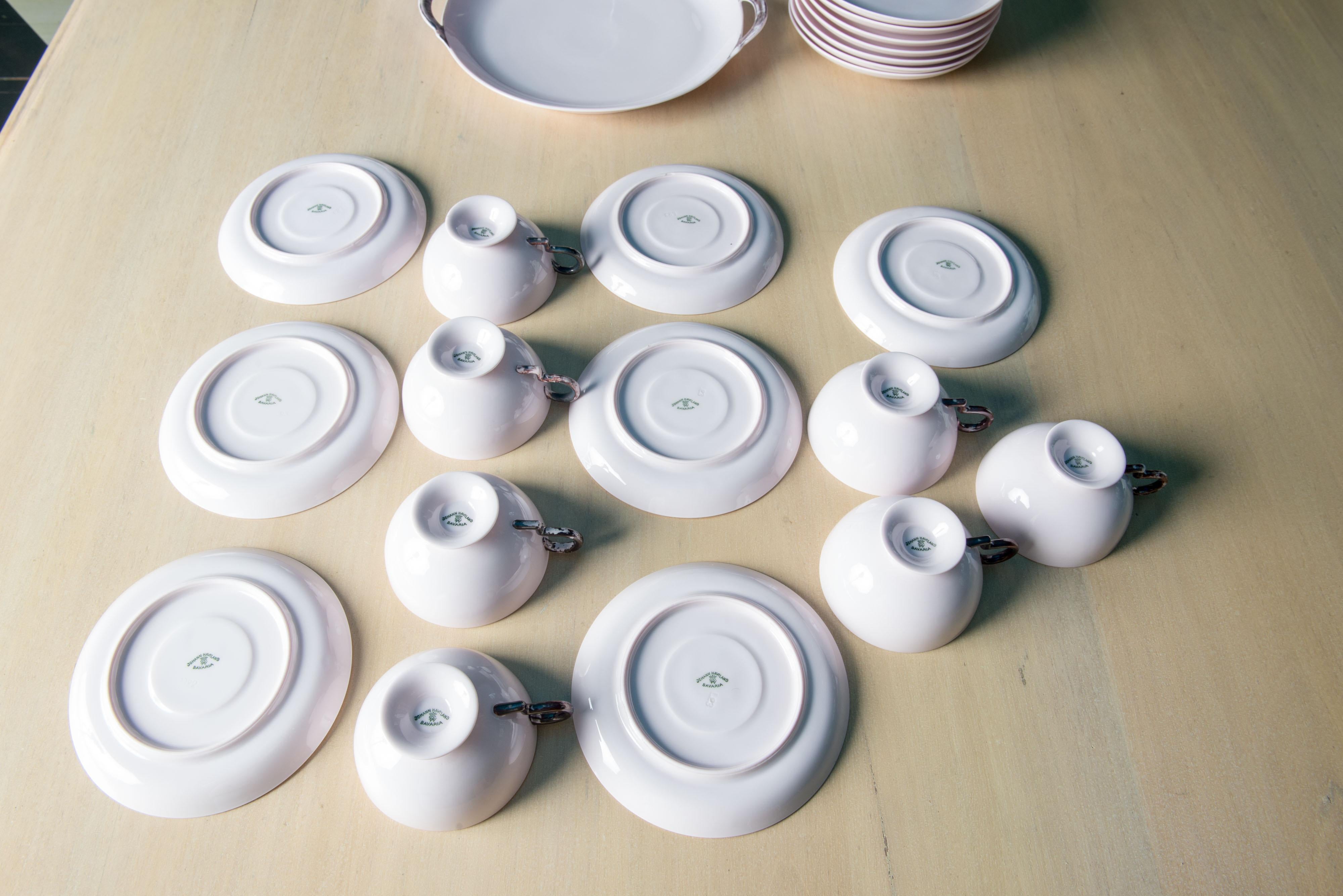 Porcelaine Service à thé Johann Haviland rose pâle et gris en vente