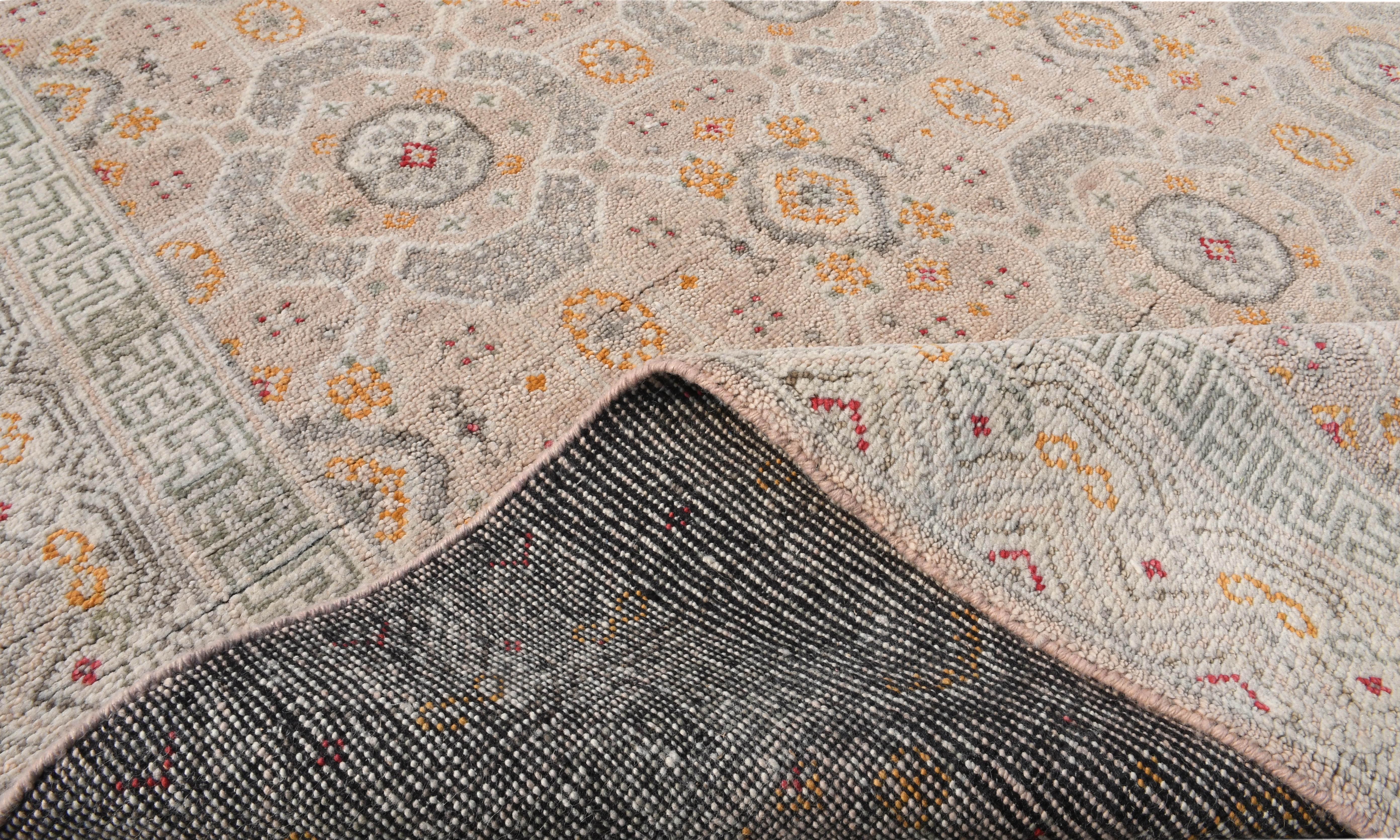 Hand-Knotted Pale-Pink Khotan For Sale