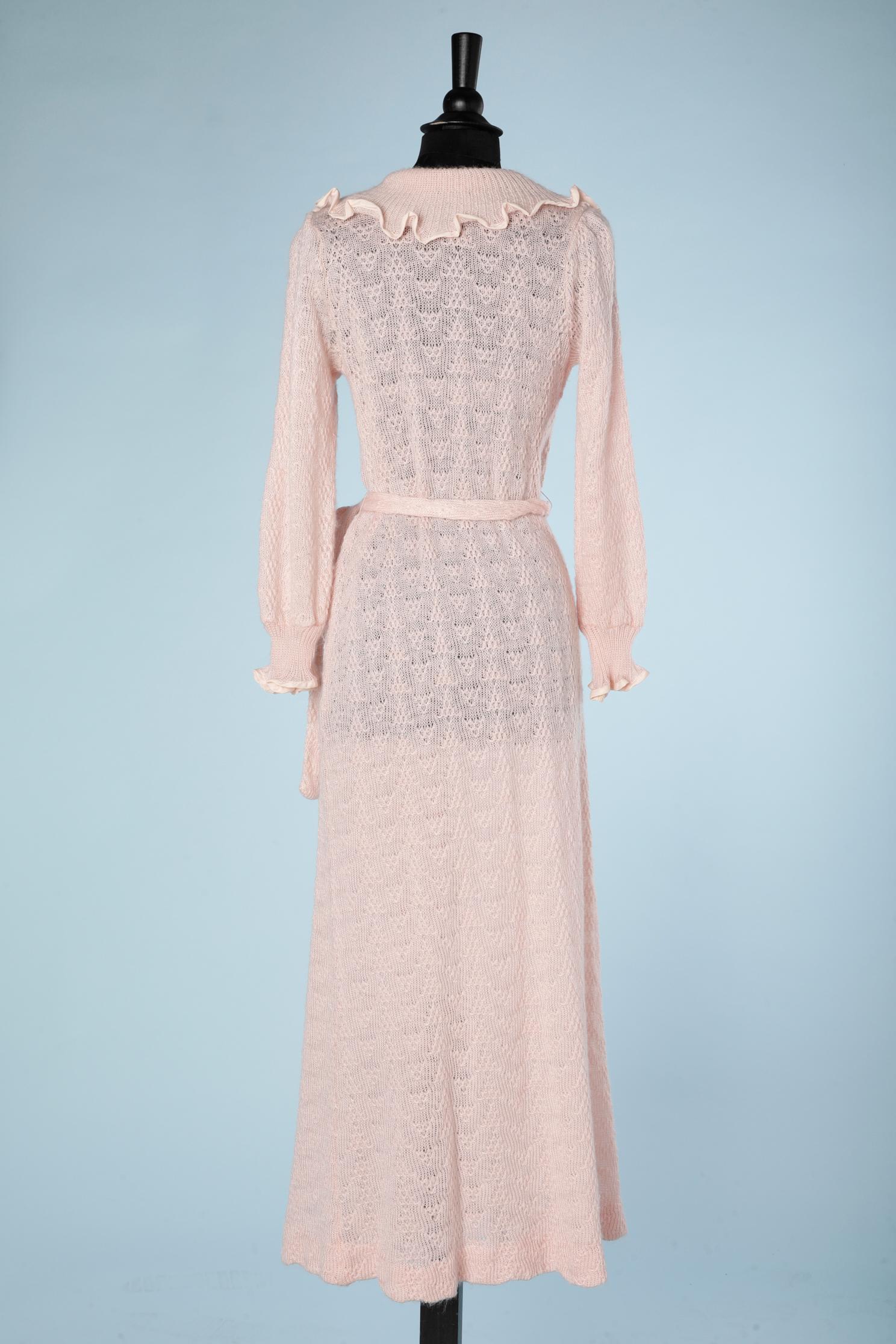 Pale pink knit Robe Christian Dior Lingerie  In Excellent Condition In Saint-Ouen-Sur-Seine, FR