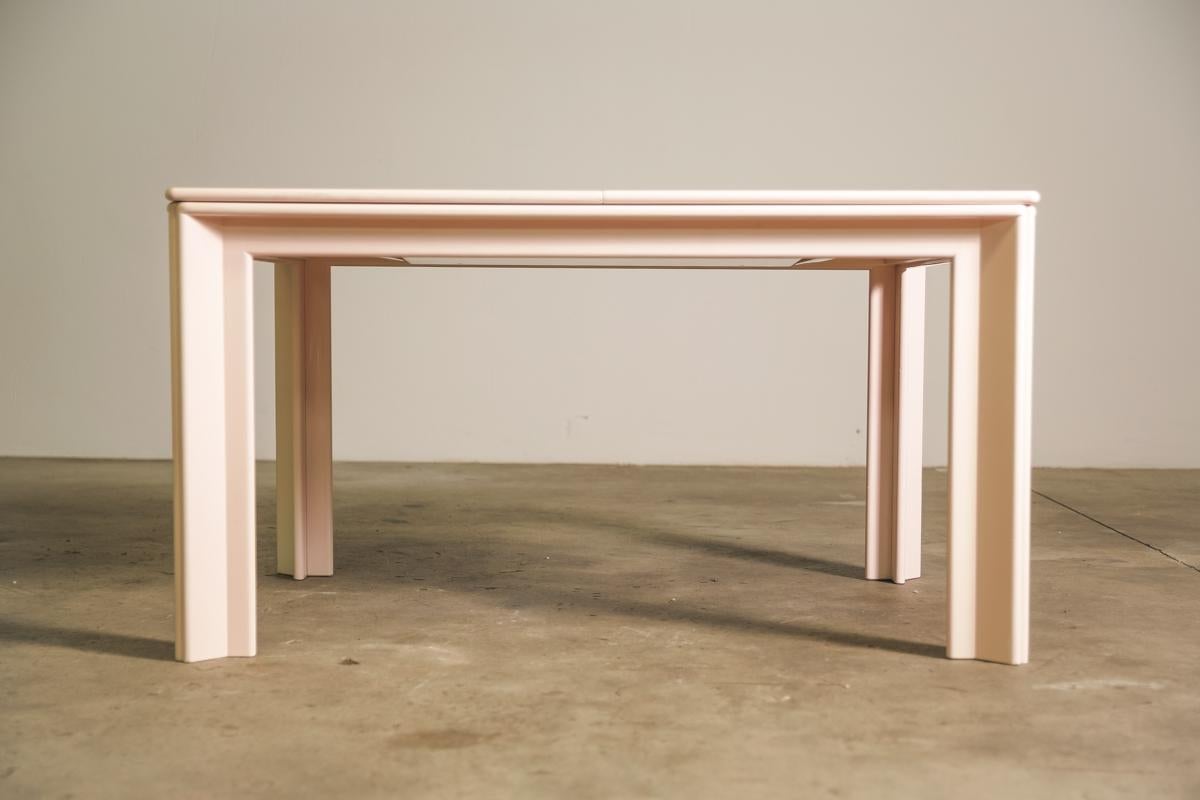 Walnut Pale Pink Lacquered Extension Dining Table by Afra & Tobia Scarpa, Italy, 1974