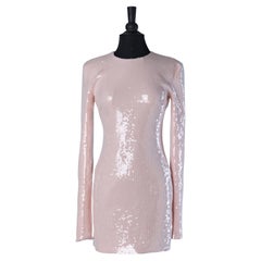 Pale pink mini cocktail dress with transparent sequin ALEXANDRE VAUTHIER