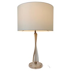 Blassrosa Murano-Glas-Tischlampe, um 1950, Italien.