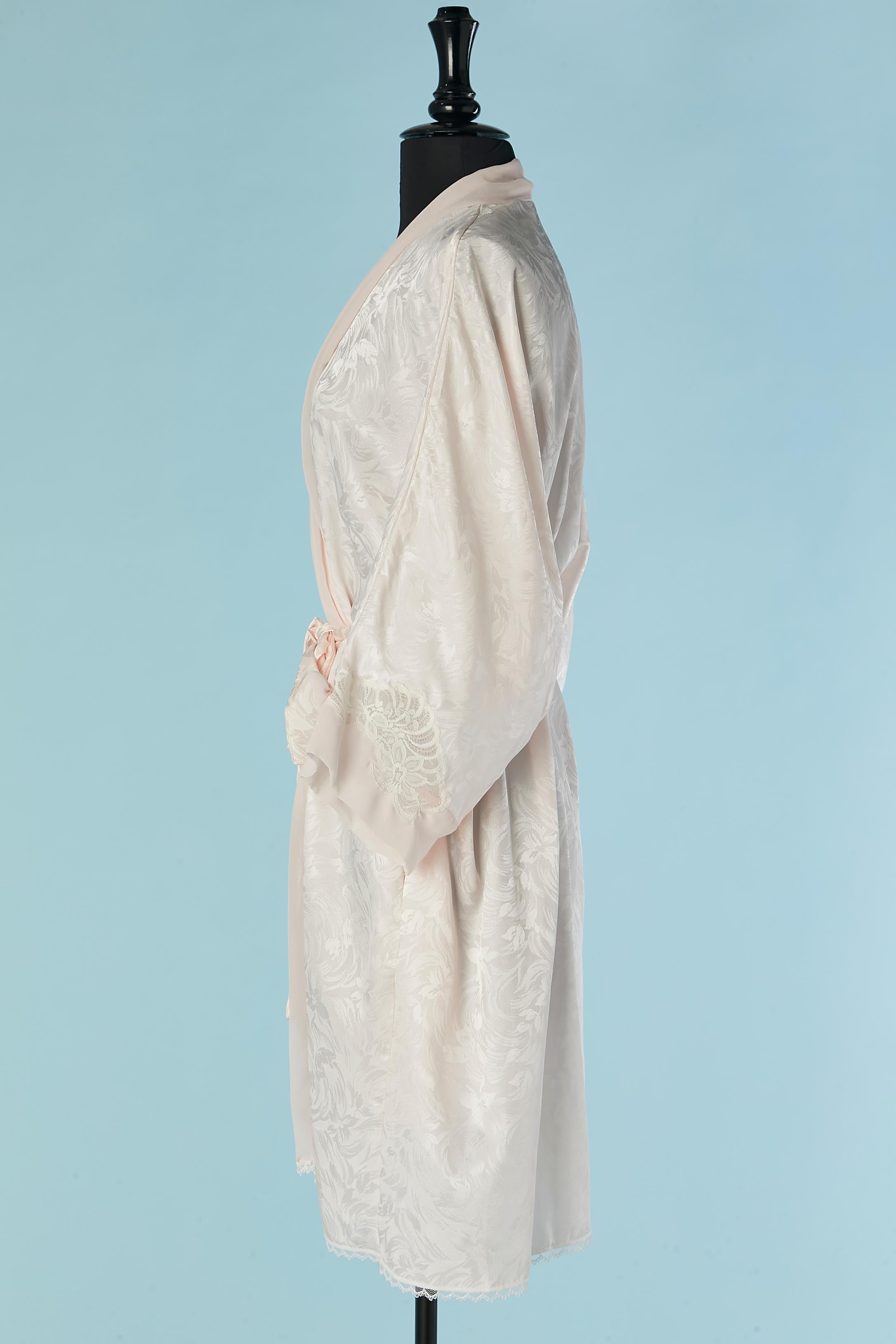 Women's Pale pink négligé with lace inset and tiny roses on the sleeves Christian Dior For Sale