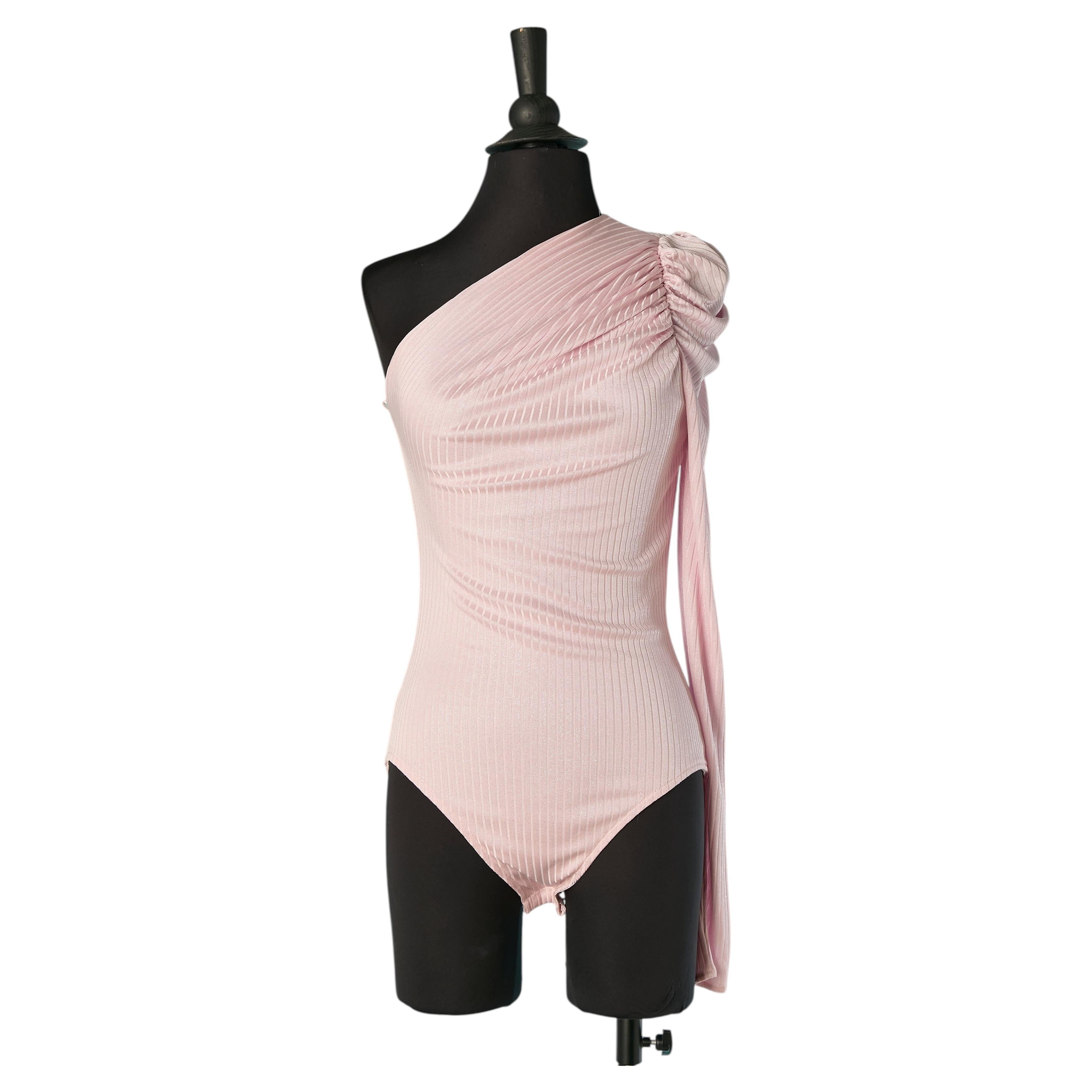 Body en jersey rose pâle à une épaule Alexandre Vauthier