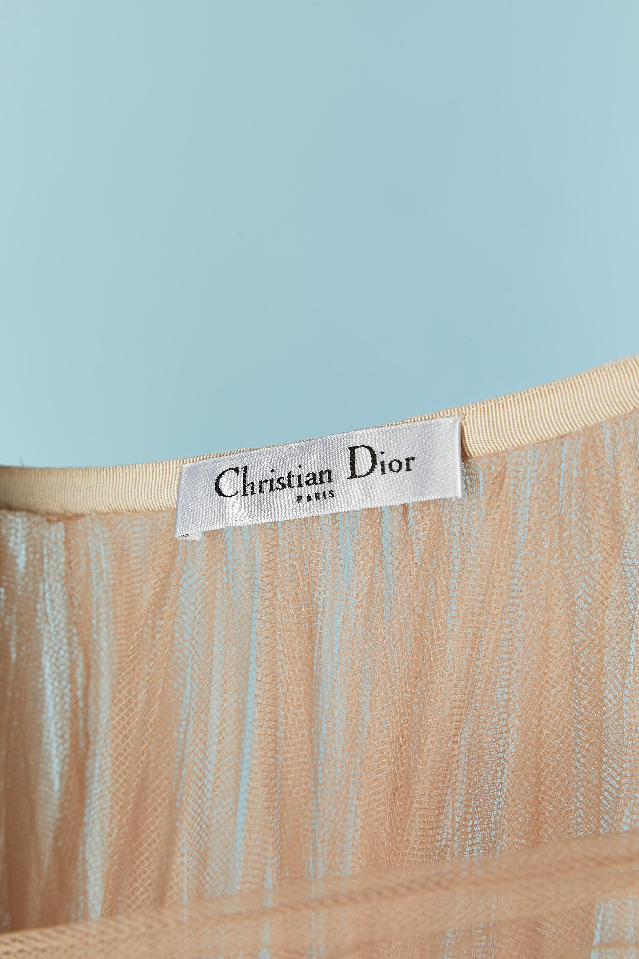Jupe en tulle transparent plissé rose pâle CHRISTIAN DIOR en vente 1