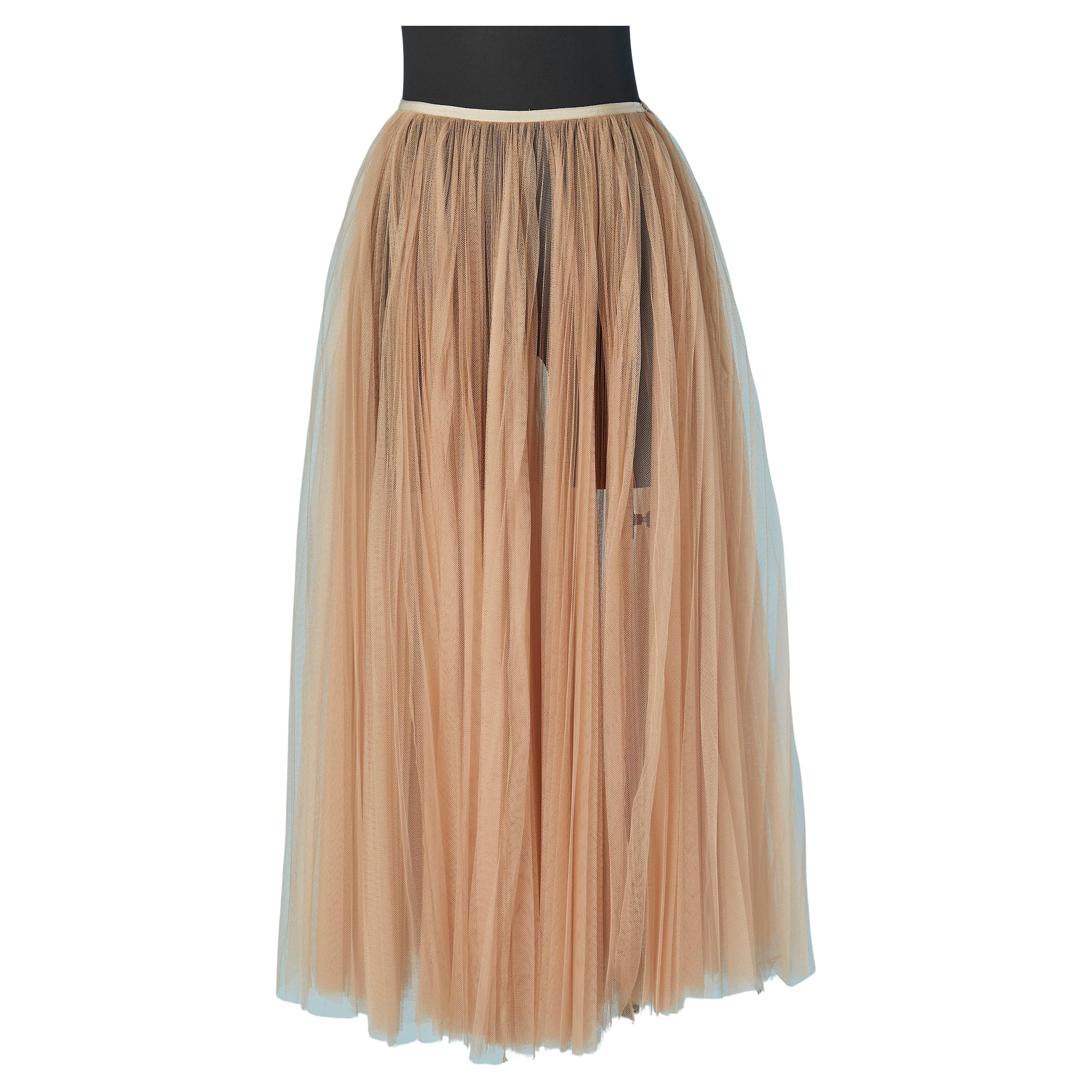 Jupe en tulle transparent plissé rose pâle CHRISTIAN DIOR en vente