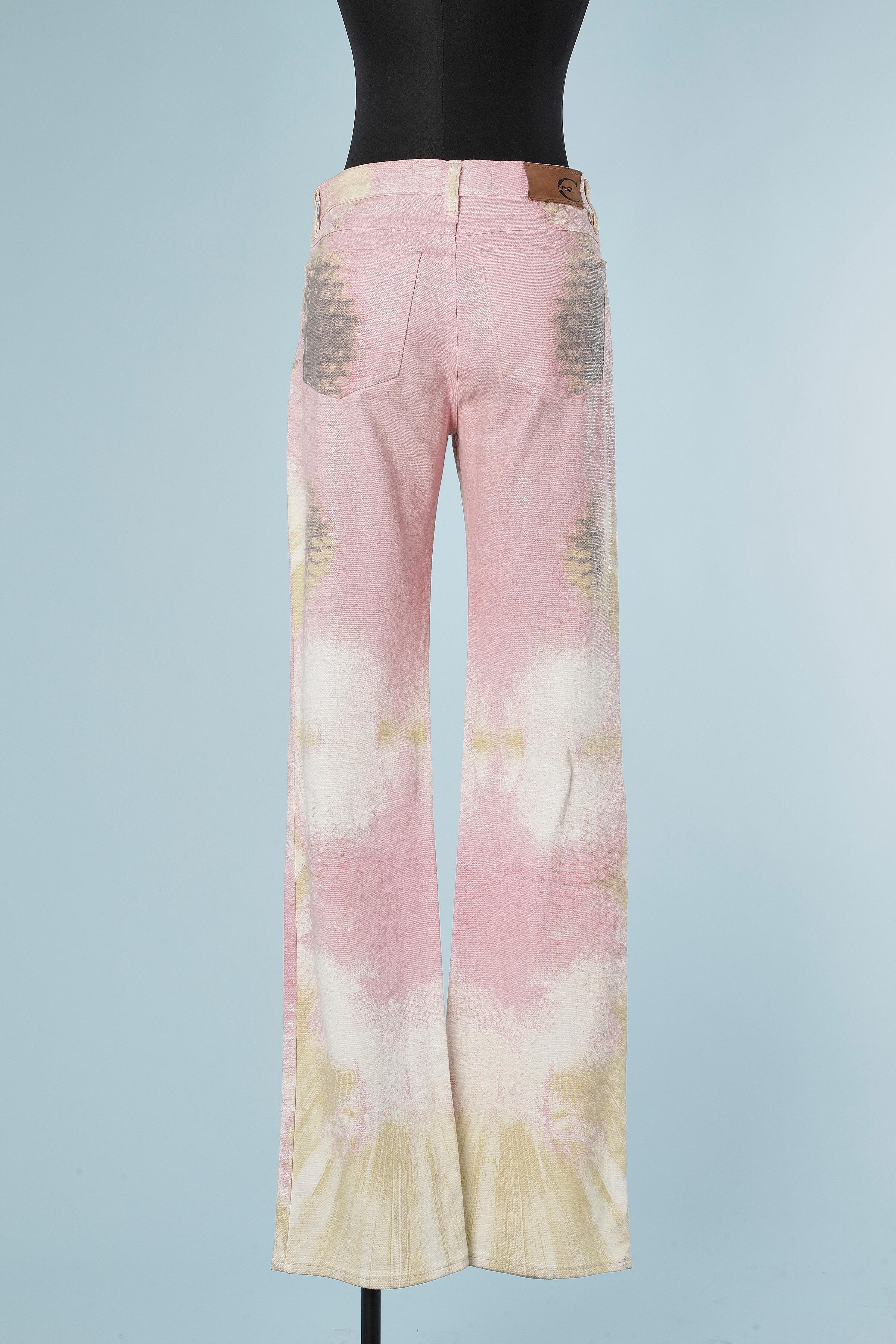 Women's Pale pink python printed jean Just Cavalli 