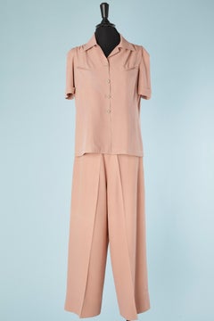 Pale pink rayon shirt and trouser ensemble Circa 1940's
