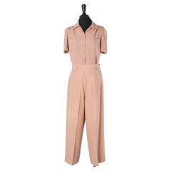 Pale pink rayon shirt and trouser ensemble Circa 1940's 