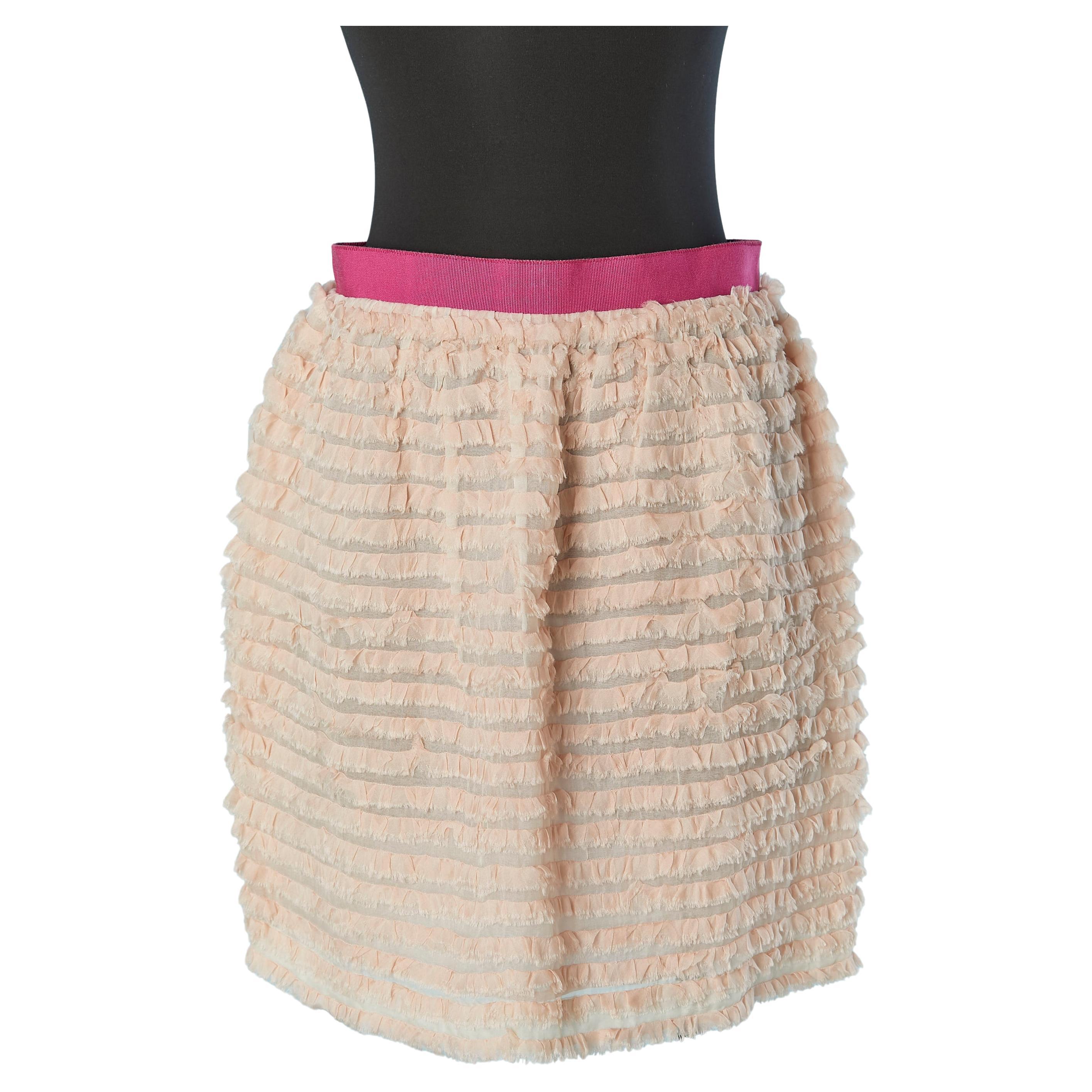 Zartrosa gerüschter Seidenrock D&G by DOLCE & Gabbana im Angebot