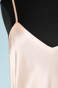 Pale pink satin long slip-dress Chantal Thomass Circa 1990's