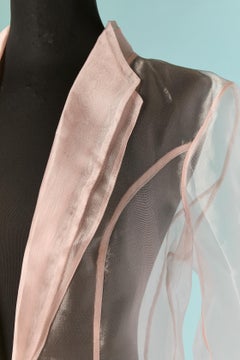 Pale pink see-through shiny nylon coat