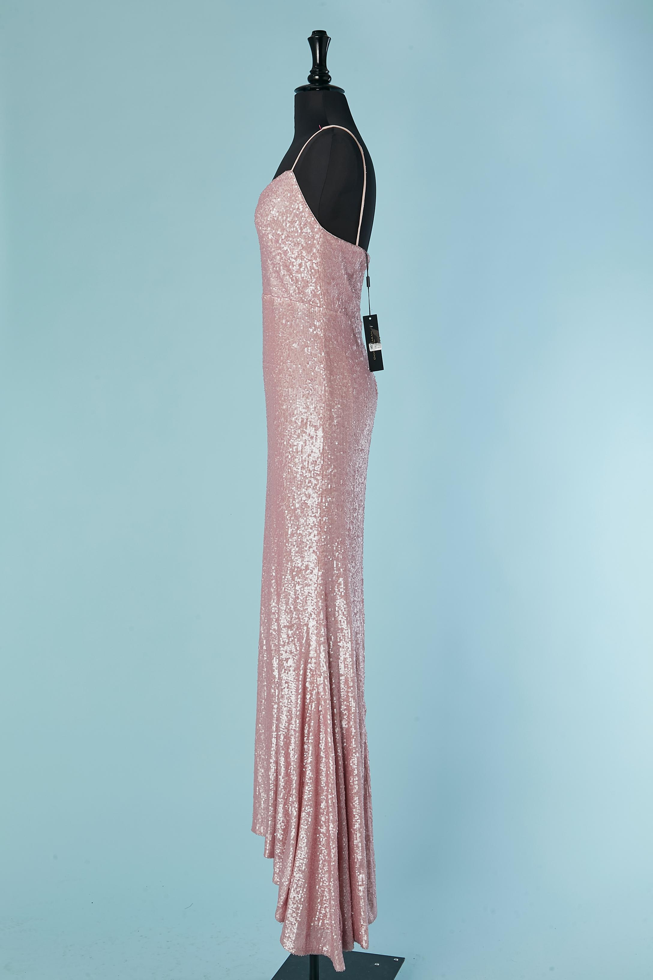 Abito da sera in paillettes rosa pallido Donna Karan (Nuovo) in vendita 2