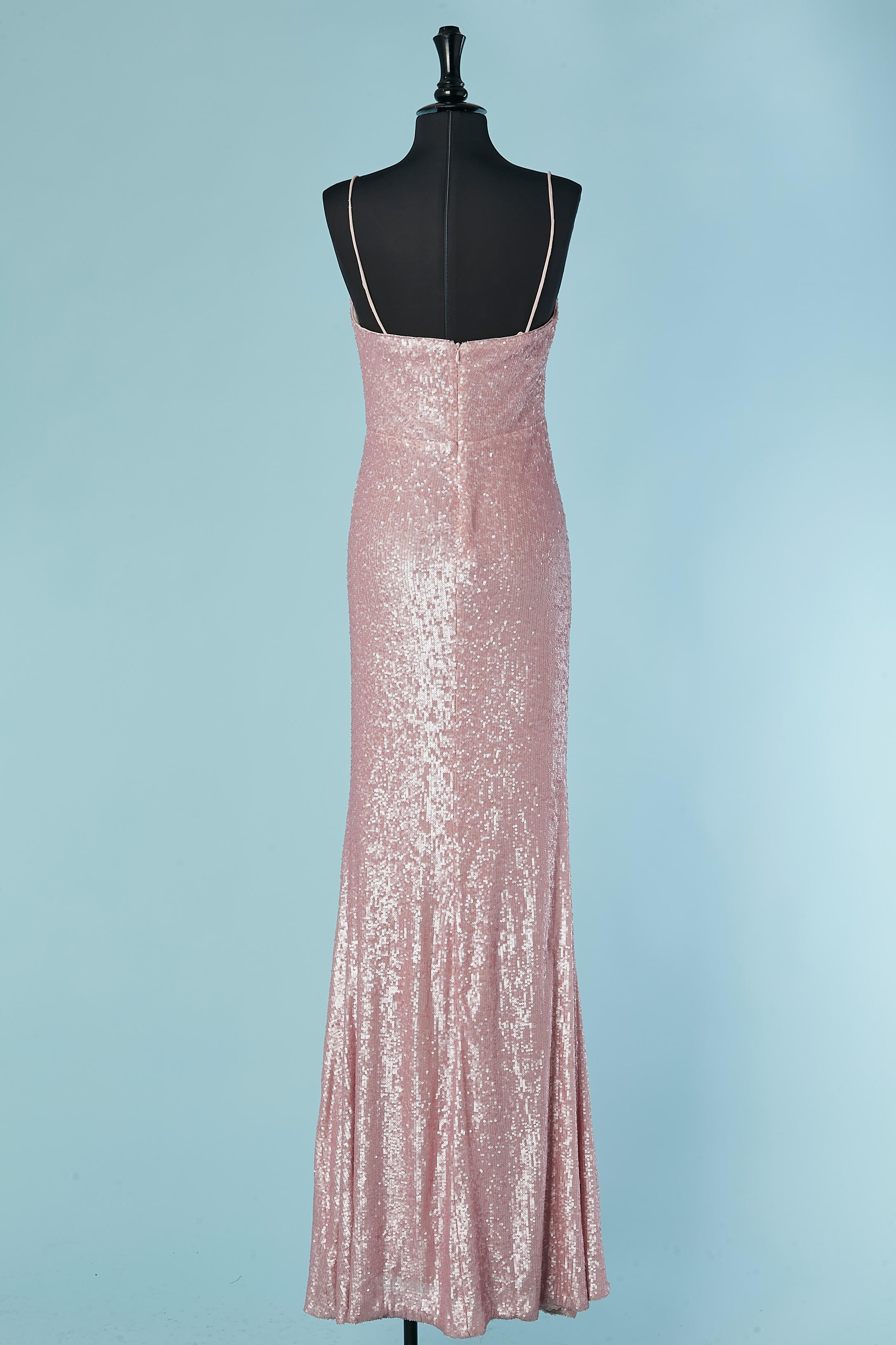 Abito da sera in paillettes rosa pallido Donna Karan (Nuovo) in vendita 3