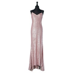 Blassrosa Pailletten-Abendkleid Donna Karan (New)