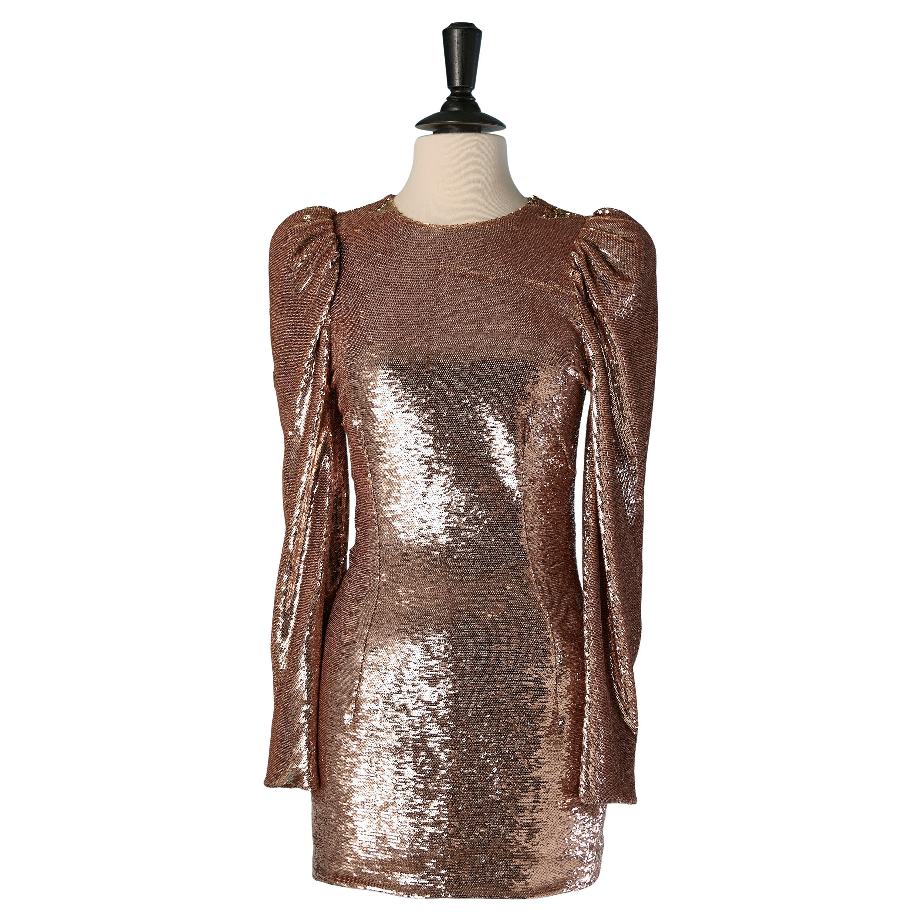 Pale pink sequin mini cocktail dress ALEXANDRE VAUTHIER For Sale
