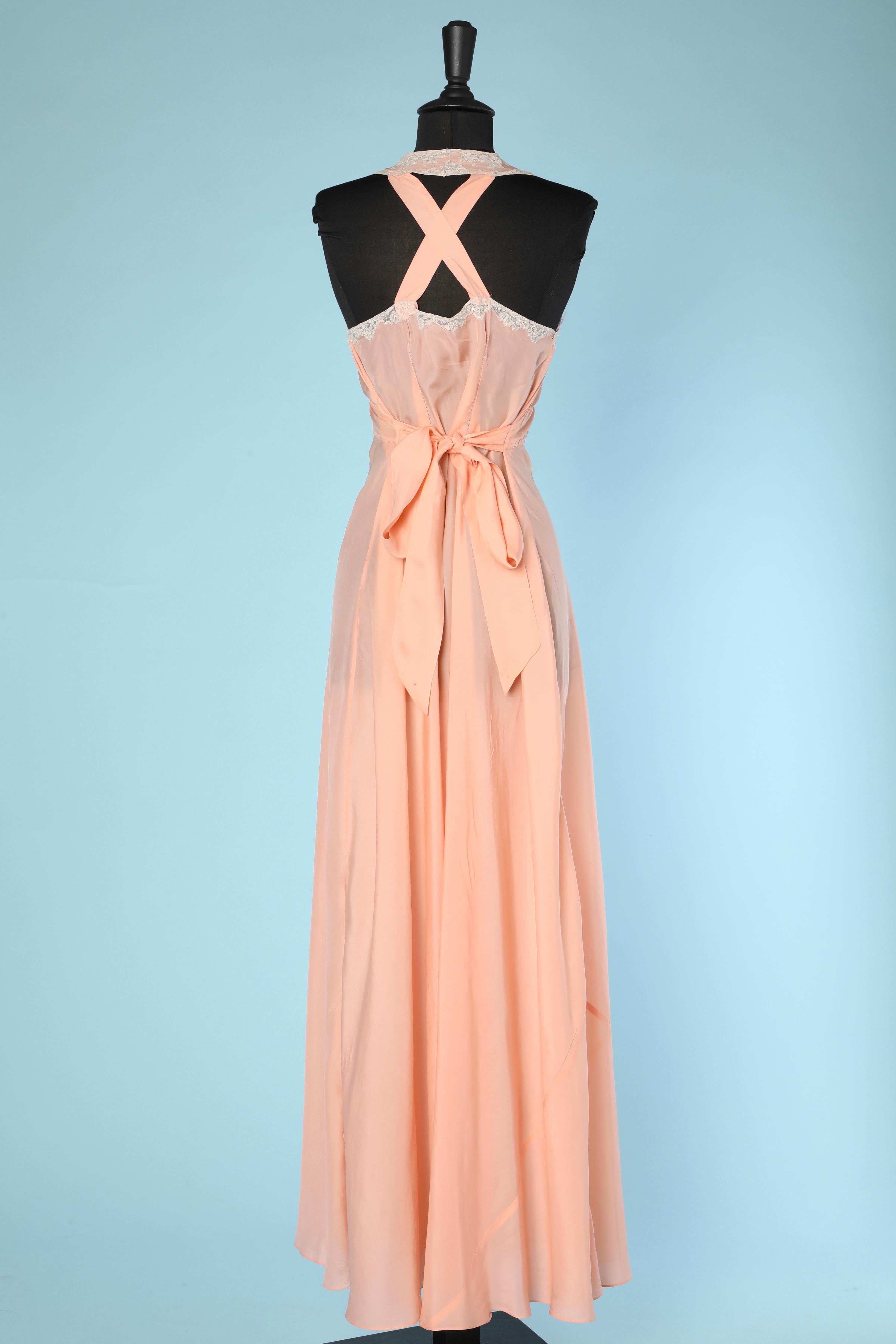 Women's Pale pink silk and lace sleeping gown Circa 1930