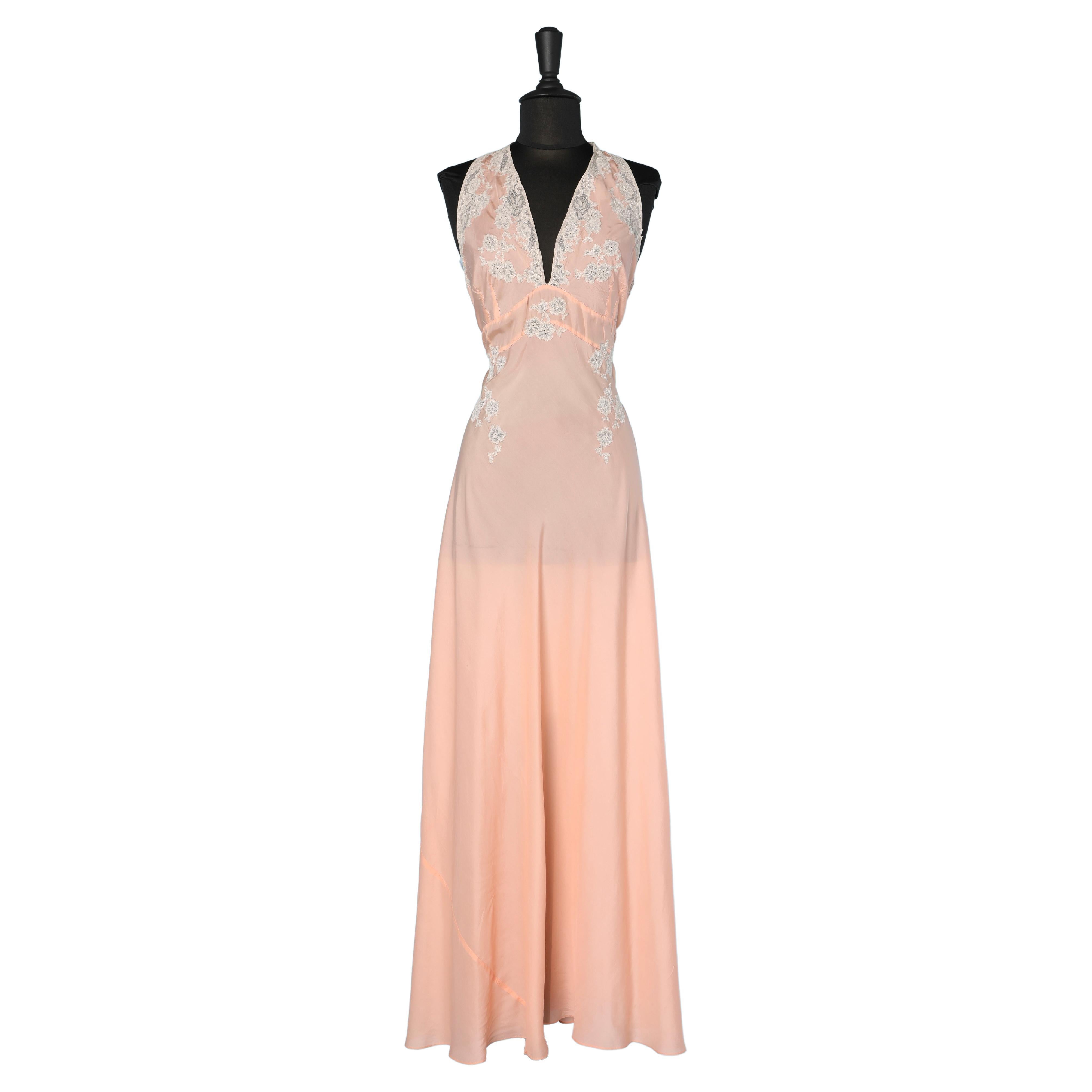 Pale pink silk and lace sleeping gown Circa 1930