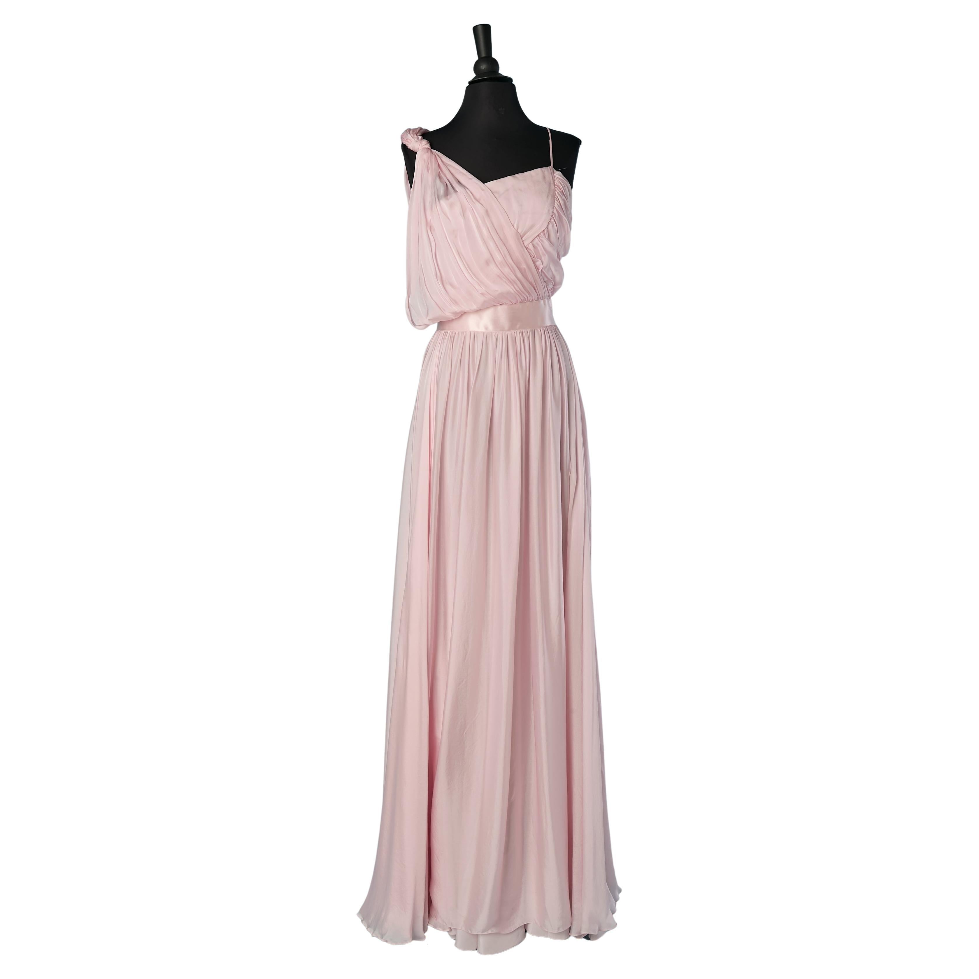 HALSTON HERITAGE Size 0 Pink Polyester Side Slit Strapless Dress For Sale  at 1stDibs