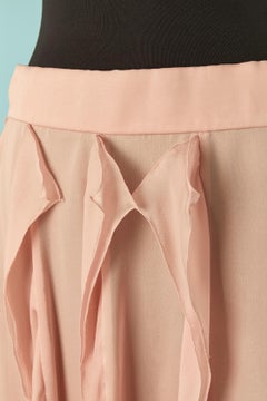 Pale pink silk chiffon ruffled skirt ROCHAS