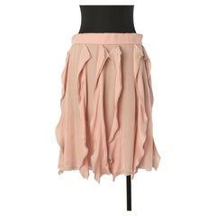 Pale pink silk chiffon ruffled skirt ROCHAS