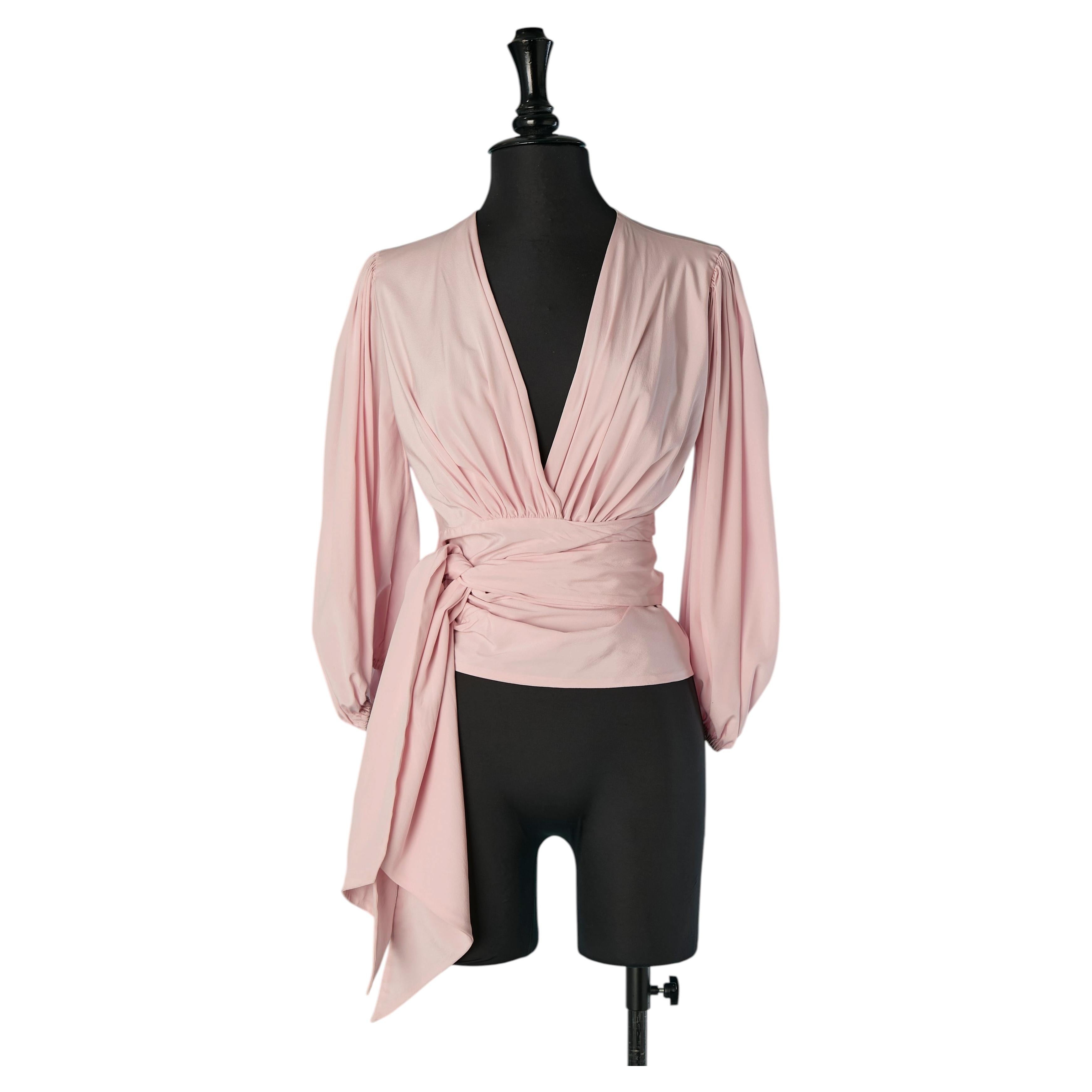 Top a portafoglio in seta rosa pallido ALEXANDRE VAUTHIER